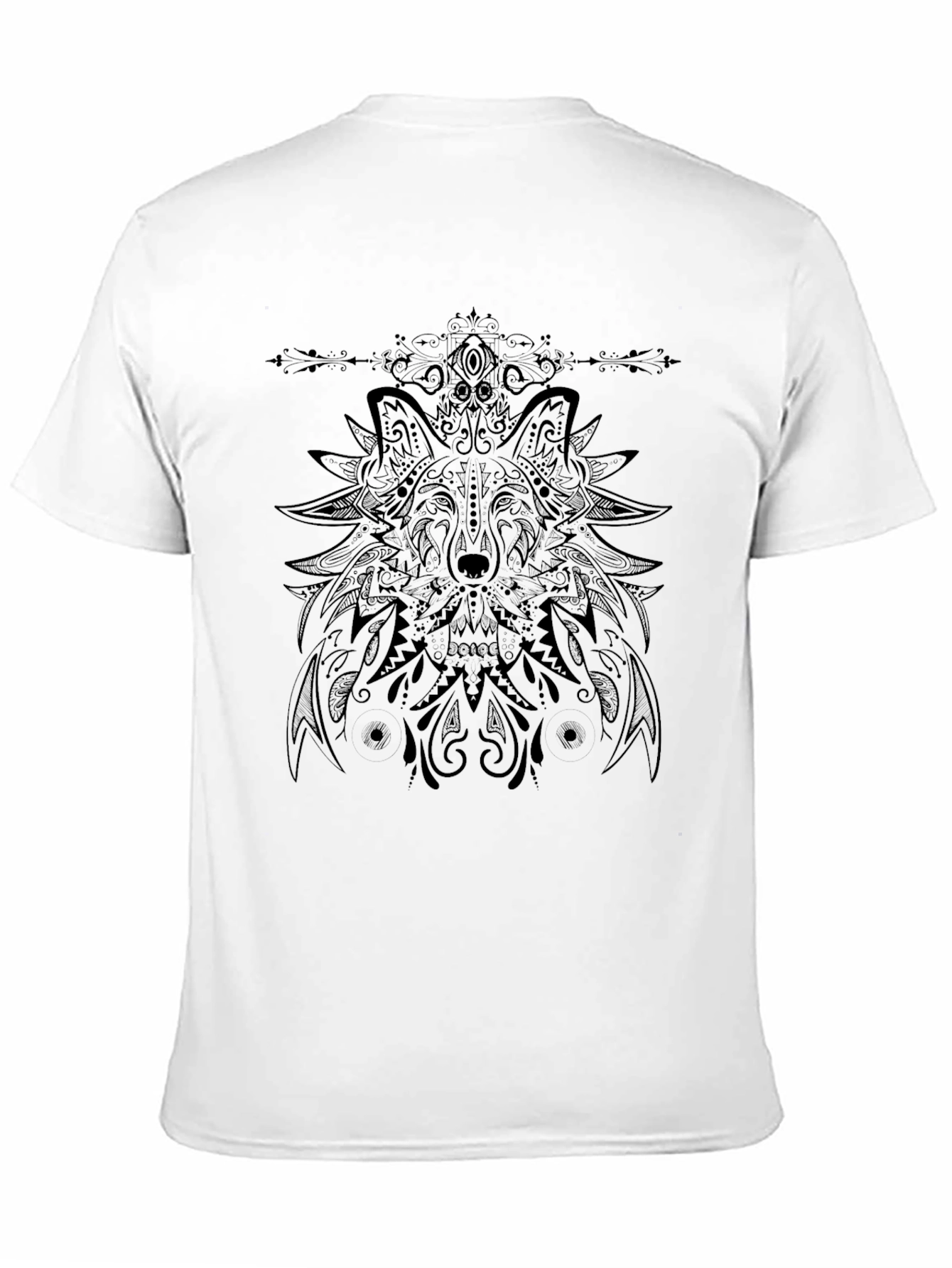 Wolf Mandala Graphic Black T-Shirt