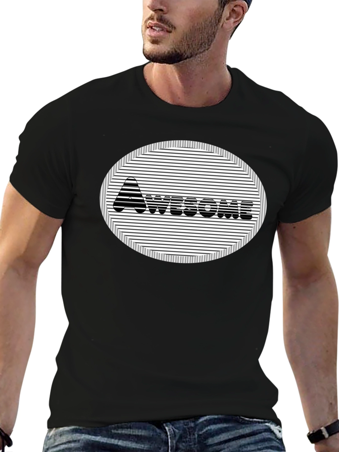 Awesome Black Graphic Tee - Mens Short Sleeve