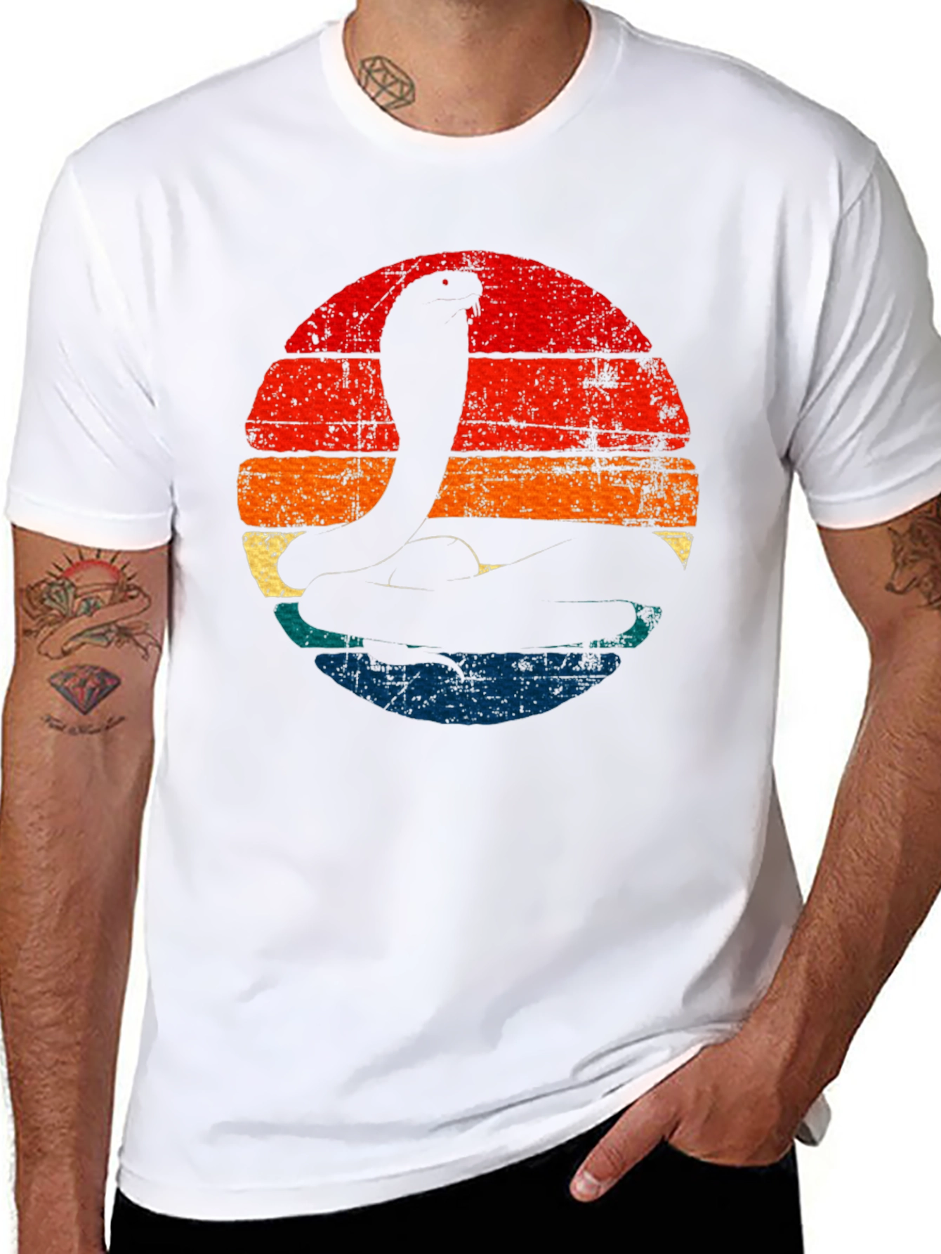 Retro Cobra Sunset Graphic Tee - Black