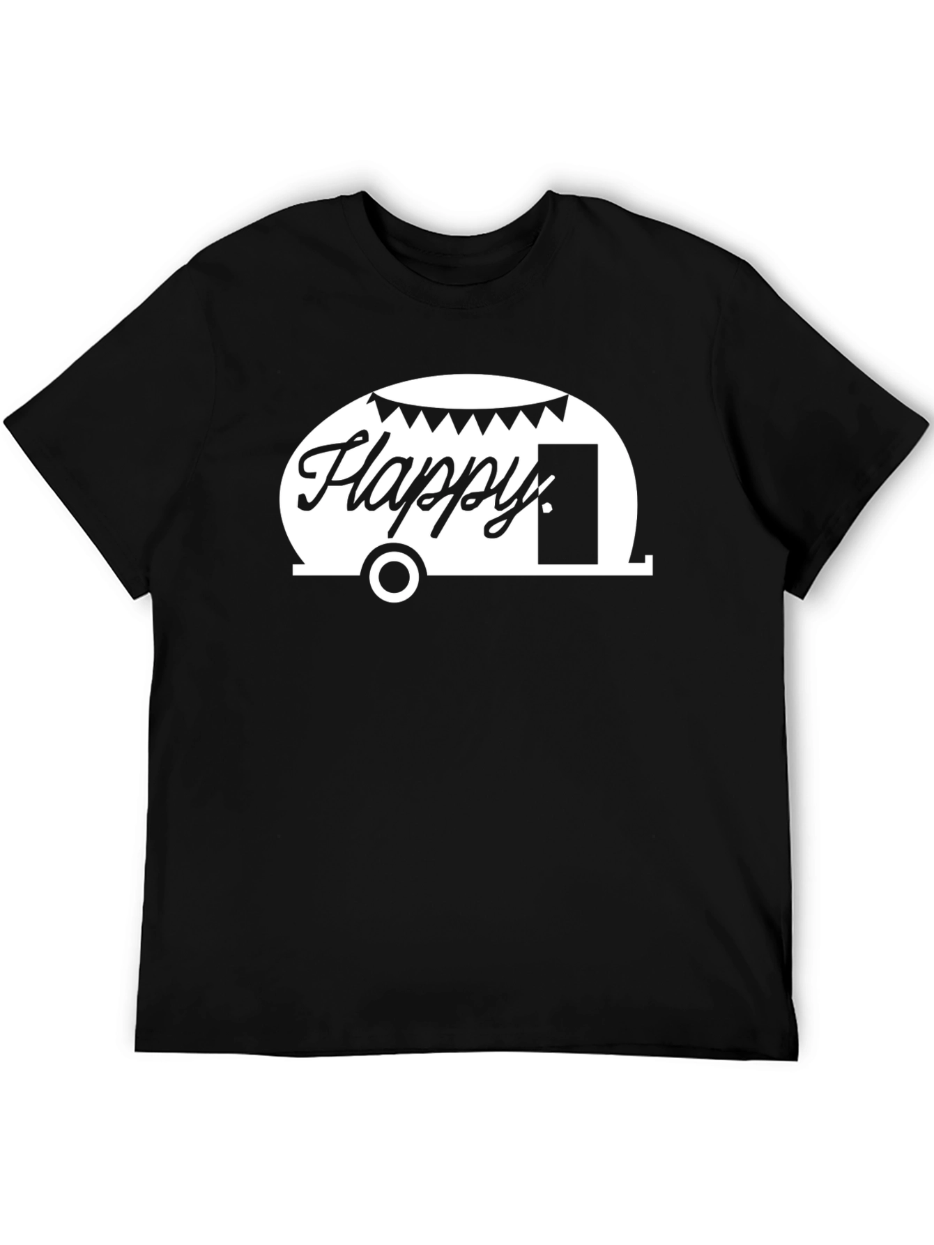 Happy Camper Graphic Tee - Black Cotton T-Shirt