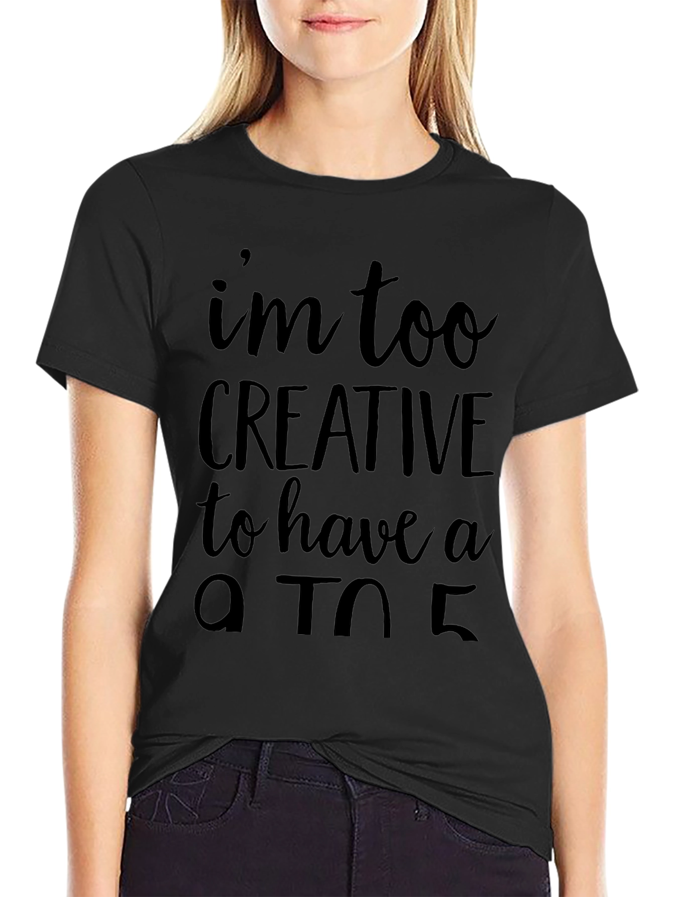 Creative 9 to 5 Graphic Tee - Black
