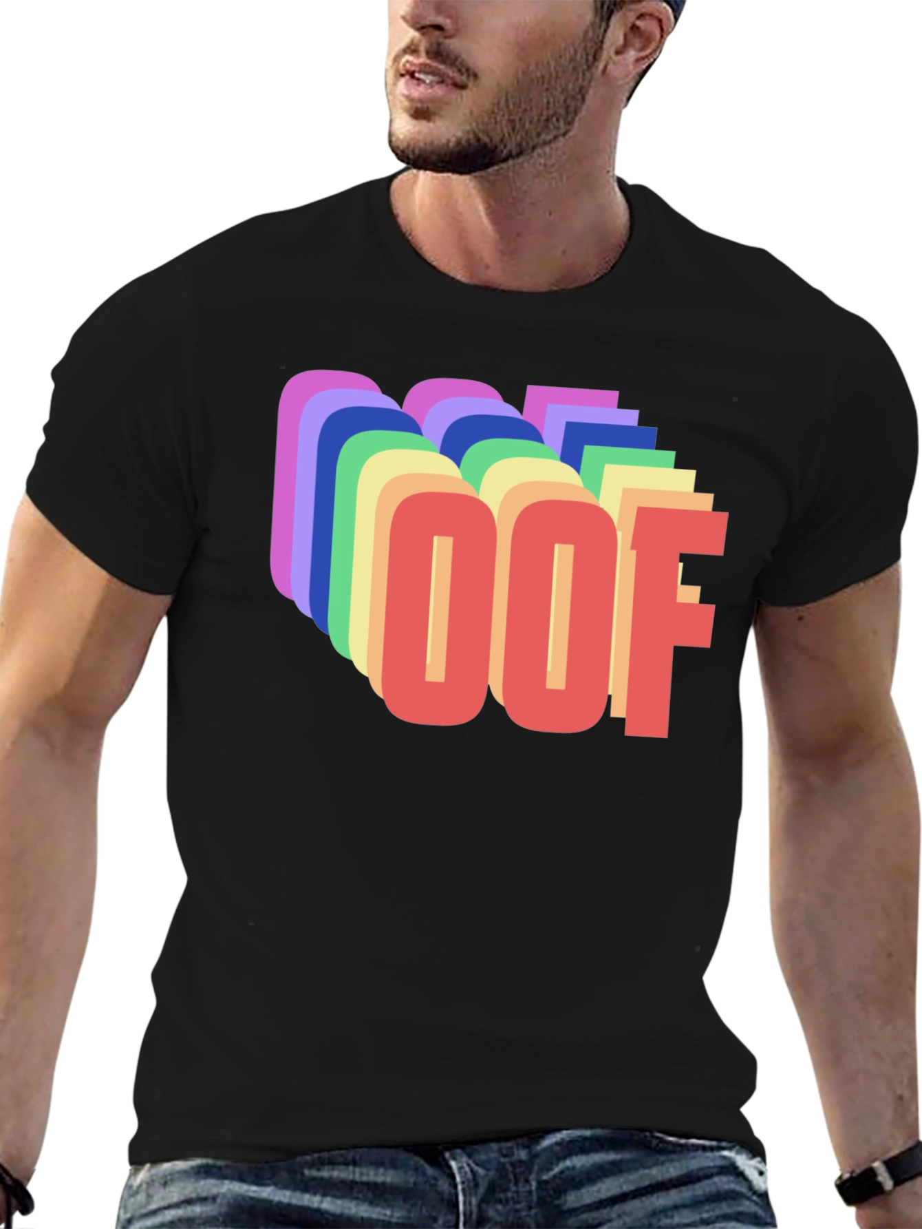 Retro OOF Graphic T-Shirt - Black Crew Neck Tee