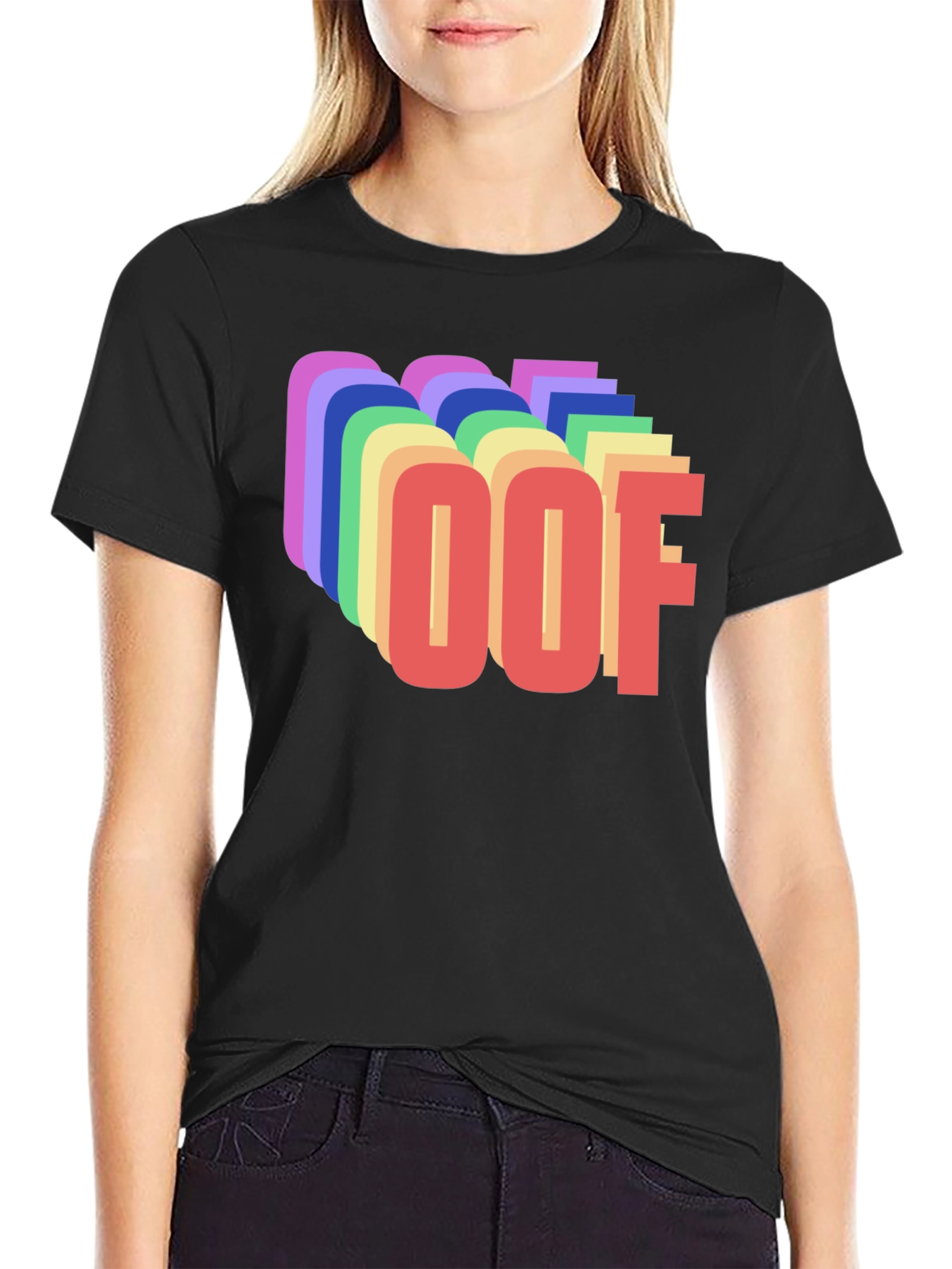 Retro OOF Graphic T-Shirt - Black Crew Neck Tee