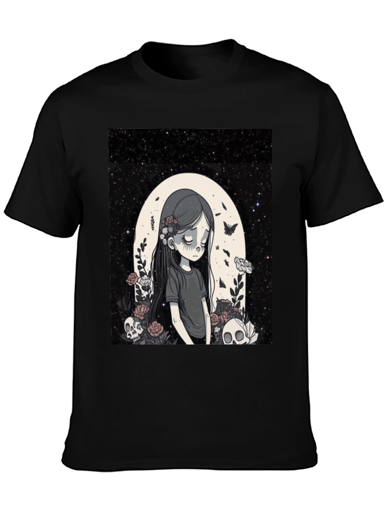 Gothic Girl Graphic Tee - Emo Style T-Shirt
