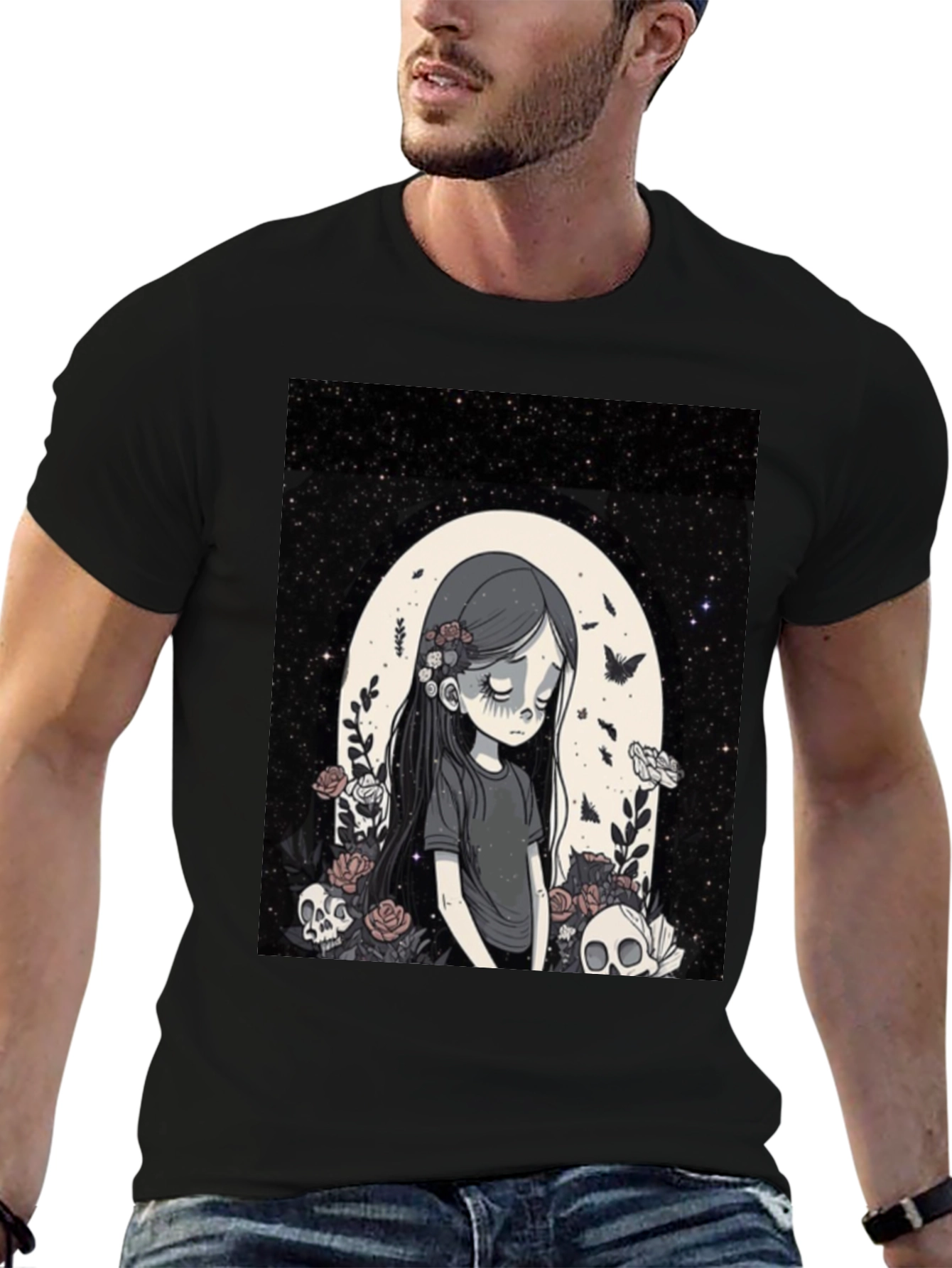 Gothic Girl Graphic Tee - Emo Style T-Shirt