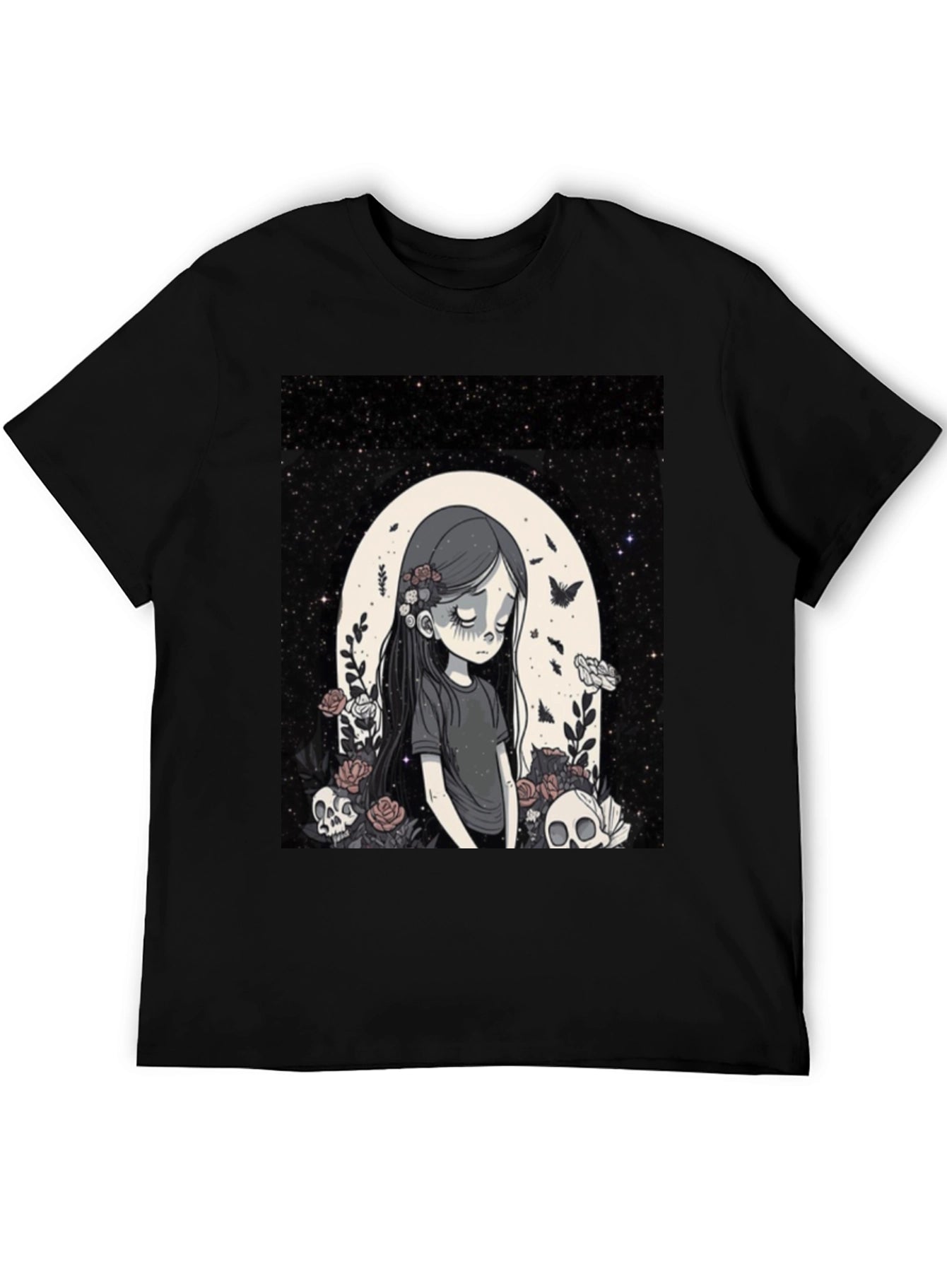 Gothic Girl Graphic Tee - Emo Style T-Shirt