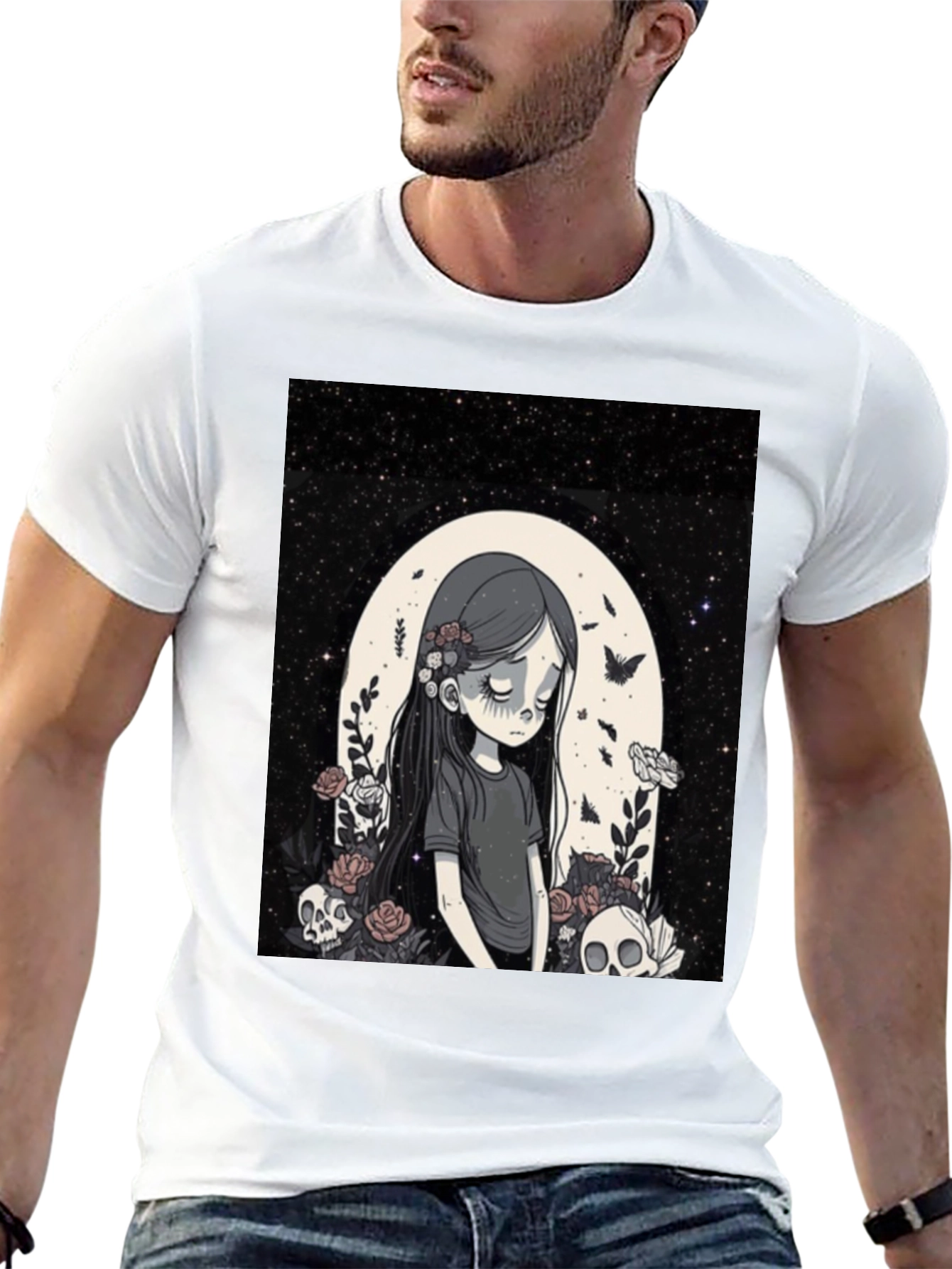 Gothic Girl Graphic Tee - Emo Style T-Shirt