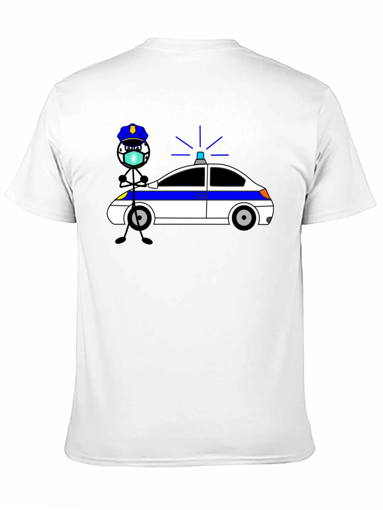 Police Cartoon Graphic T-Shirt - Black