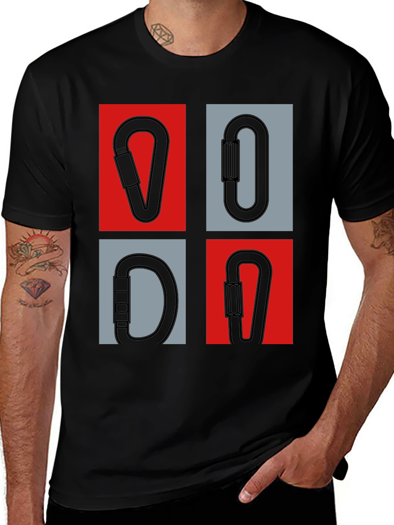 Climbing Carabiner Graphic Tee - Black