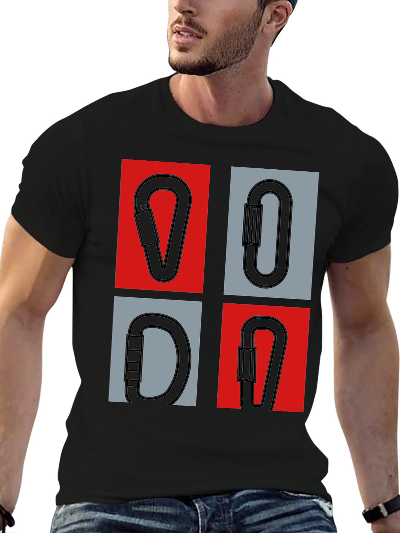 Climbing Carabiner Graphic Tee - Black