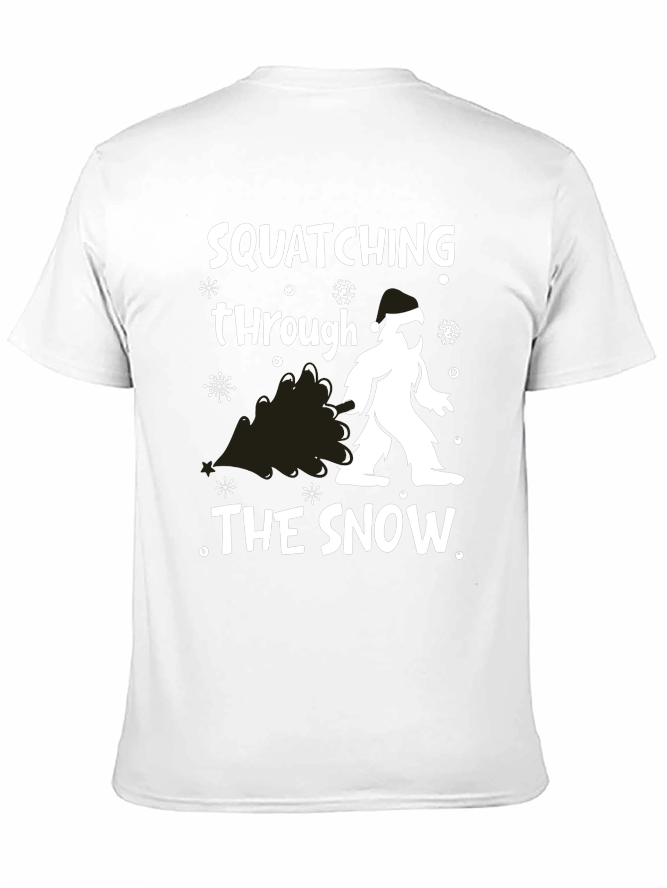 Squatching Through The Snow Bigfoot Holiday T-Shirt