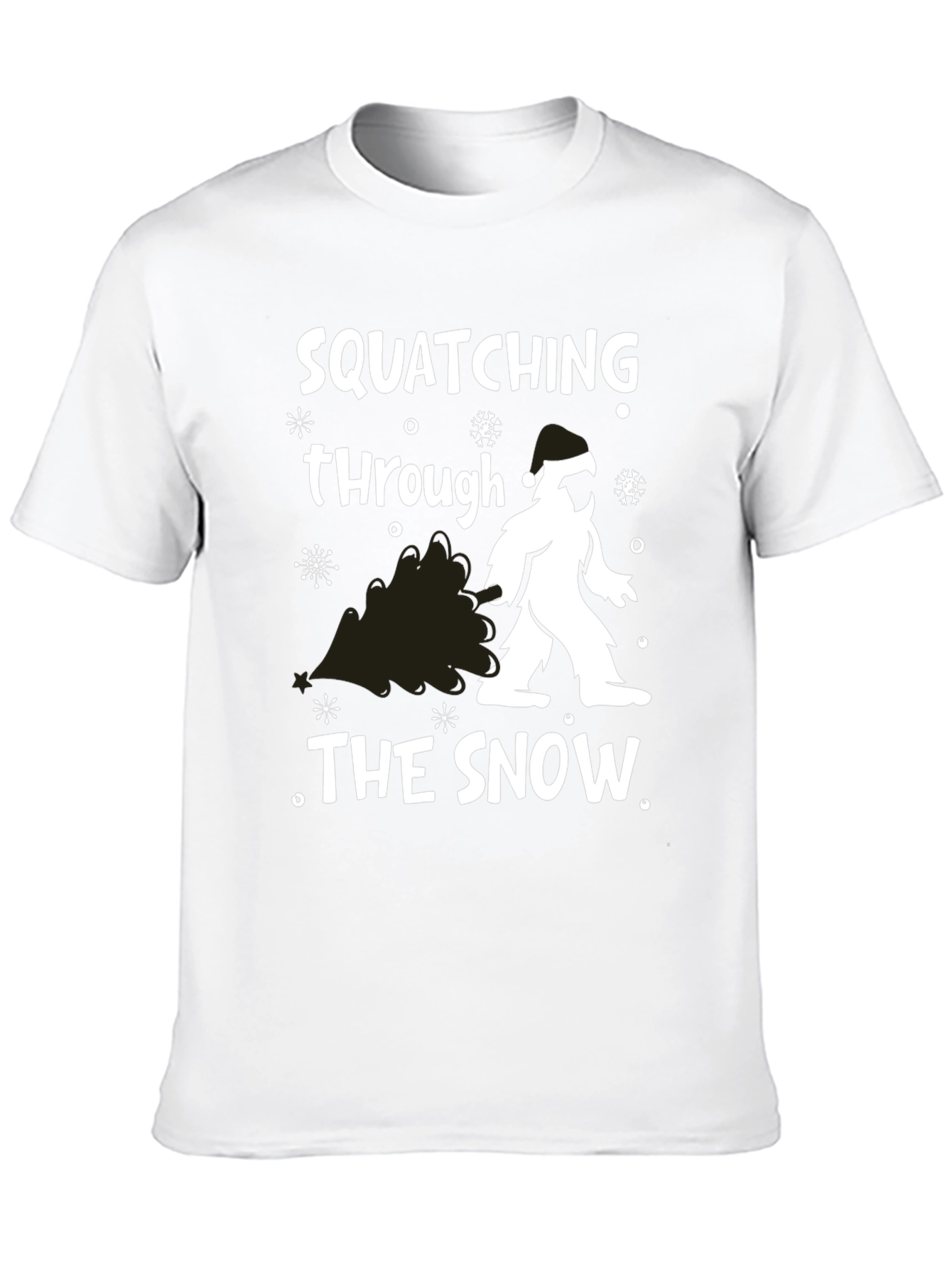 Squatching Through The Snow Bigfoot Holiday T-Shirt