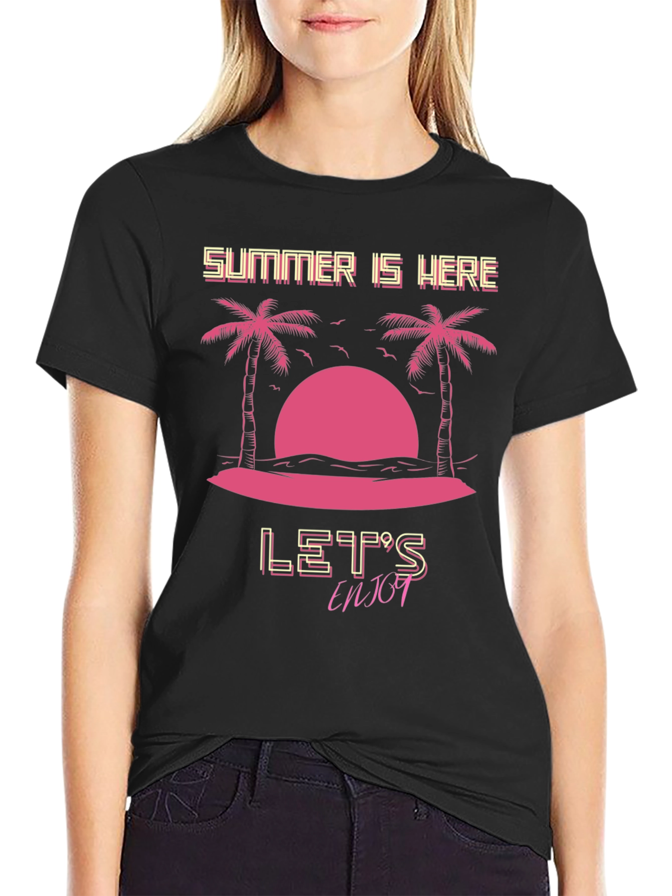 Summer Is Here T-Shirt - Black Graphic Tee