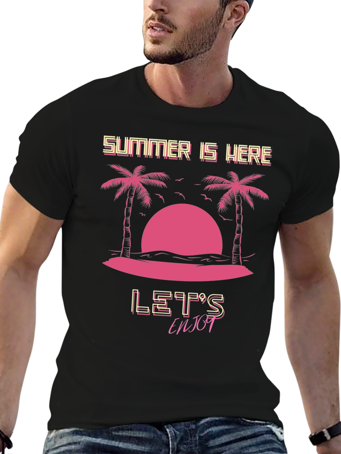 Summer Is Here T-Shirt - Black Graphic Tee