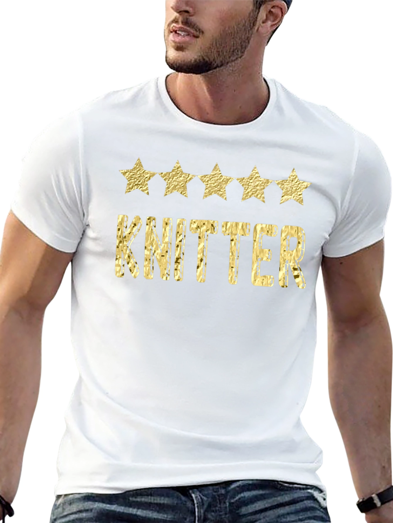 Knitter Five Star Black Graphic Tee