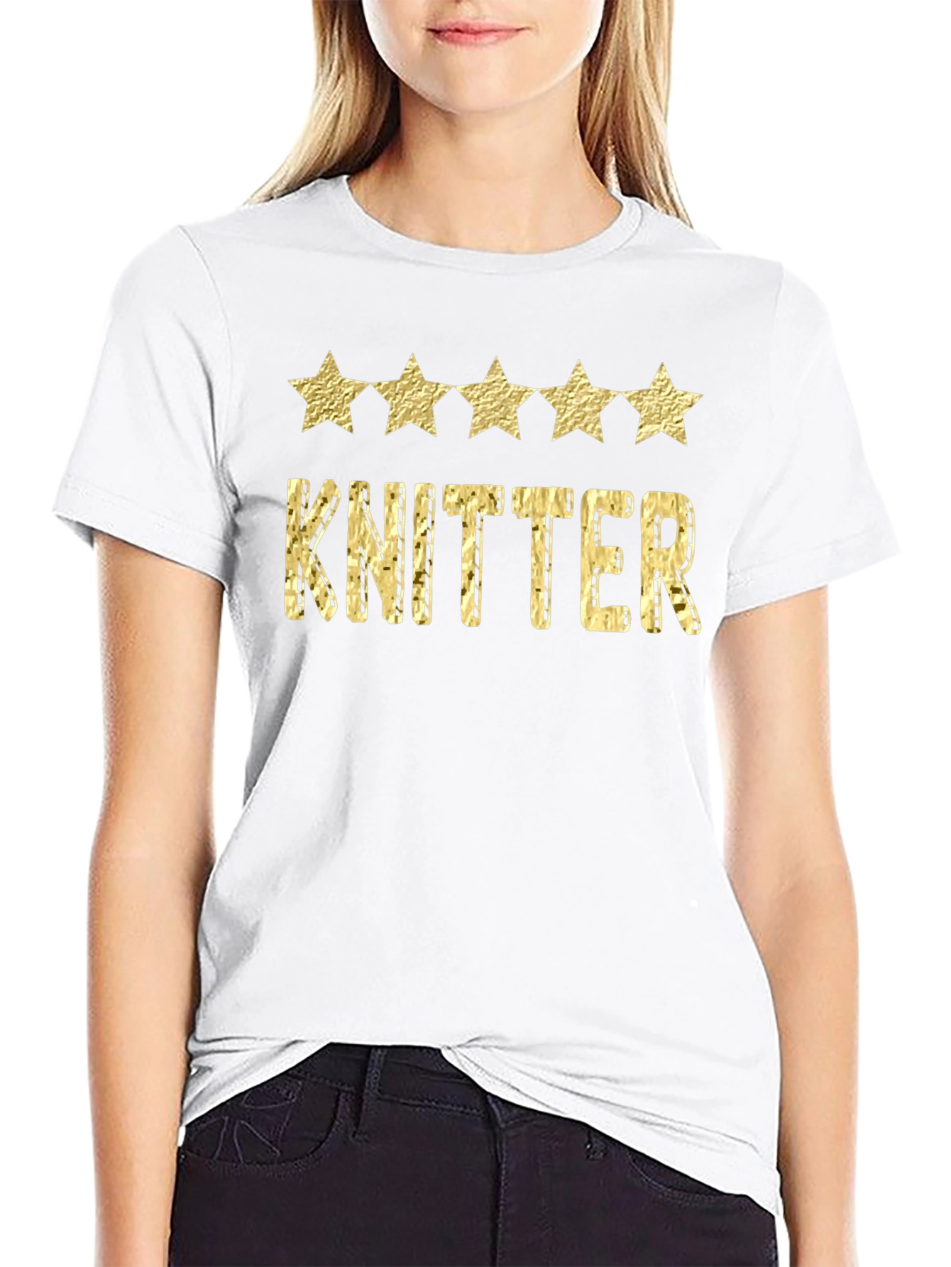 Knitter Five Star Black Graphic Tee