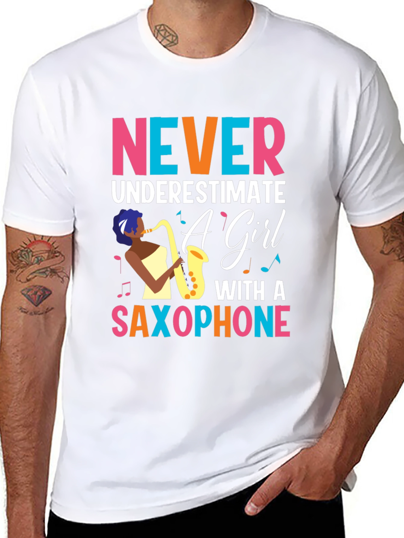 Never Underestimate Girl Saxophone T-Shirt
