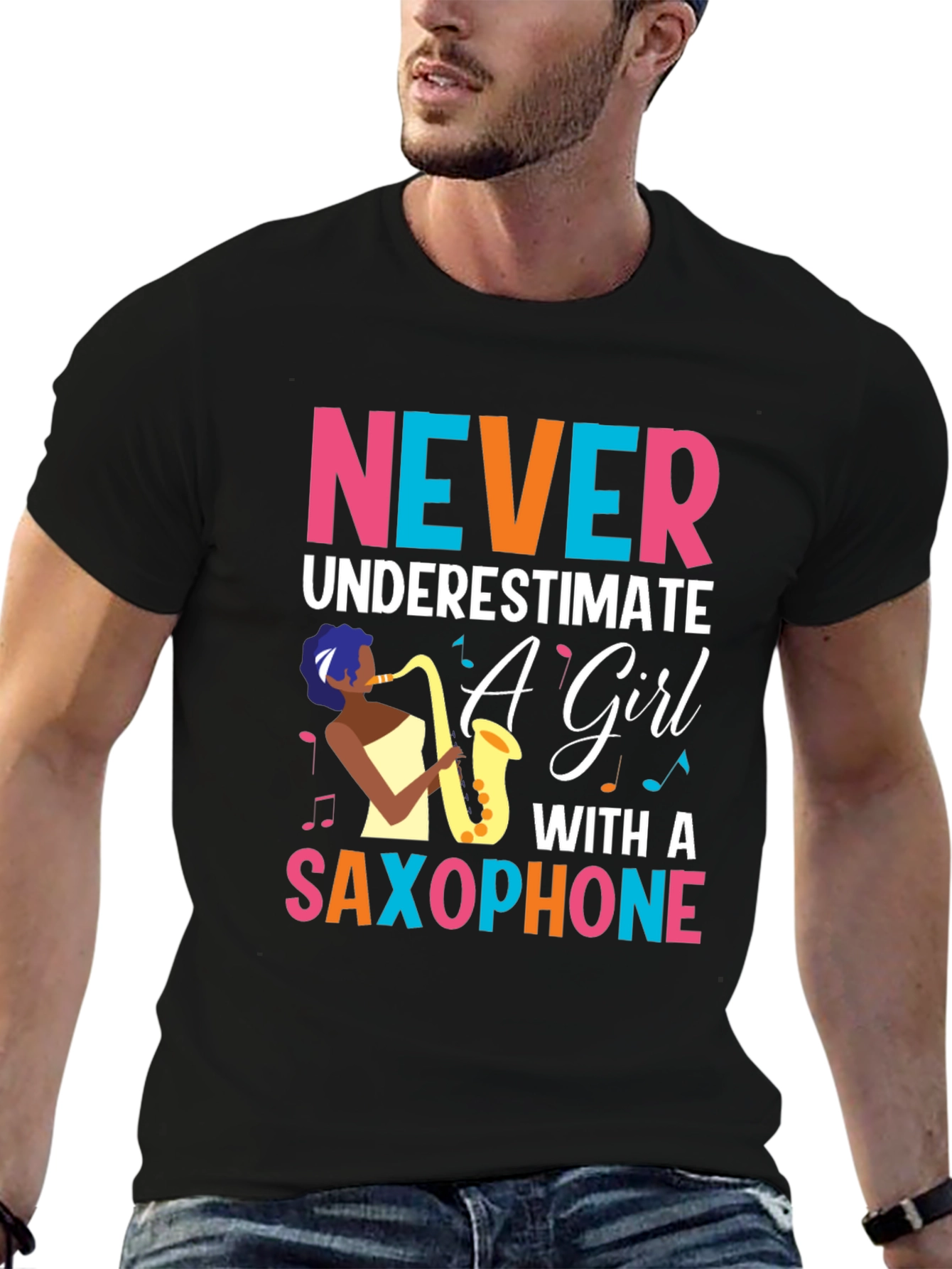 Never Underestimate Girl Saxophone T-Shirt