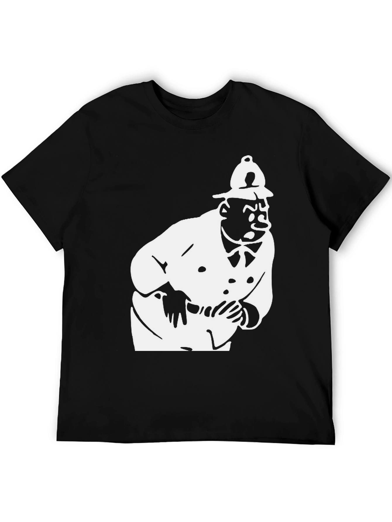 Tintin Thompson Inspired Graphic Tee - Black Cotton Blend