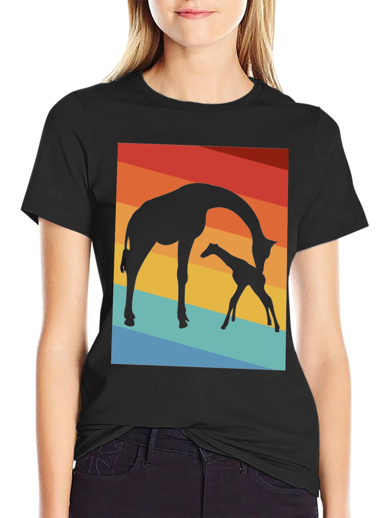 Giraffe Silhouette T-Shirt - Sunset Graphic Tee