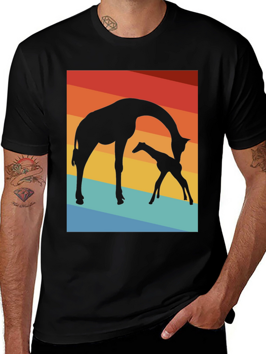 Giraffe Silhouette T-Shirt - Sunset Graphic Tee