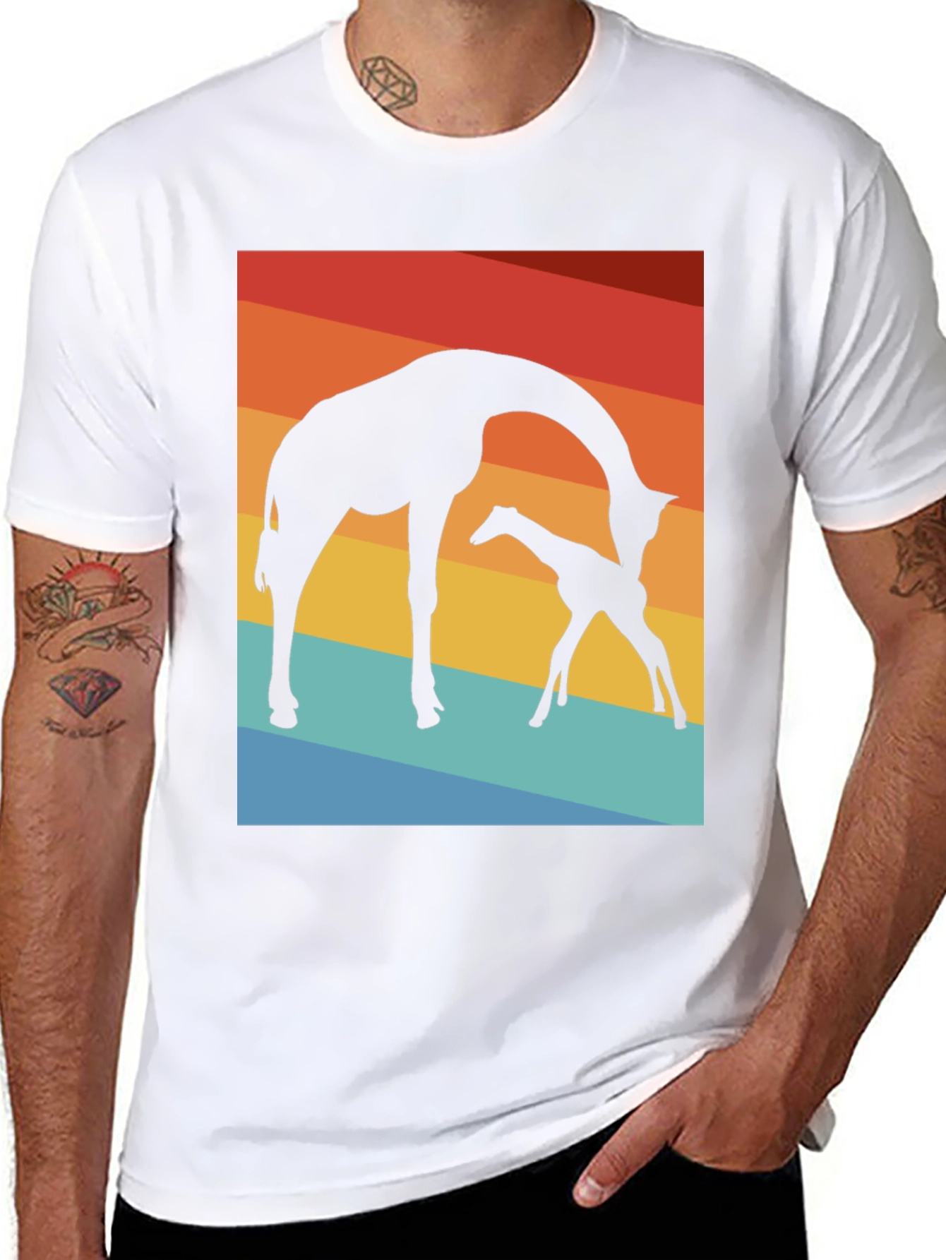 Giraffe Silhouette T-Shirt - Sunset Graphic Tee