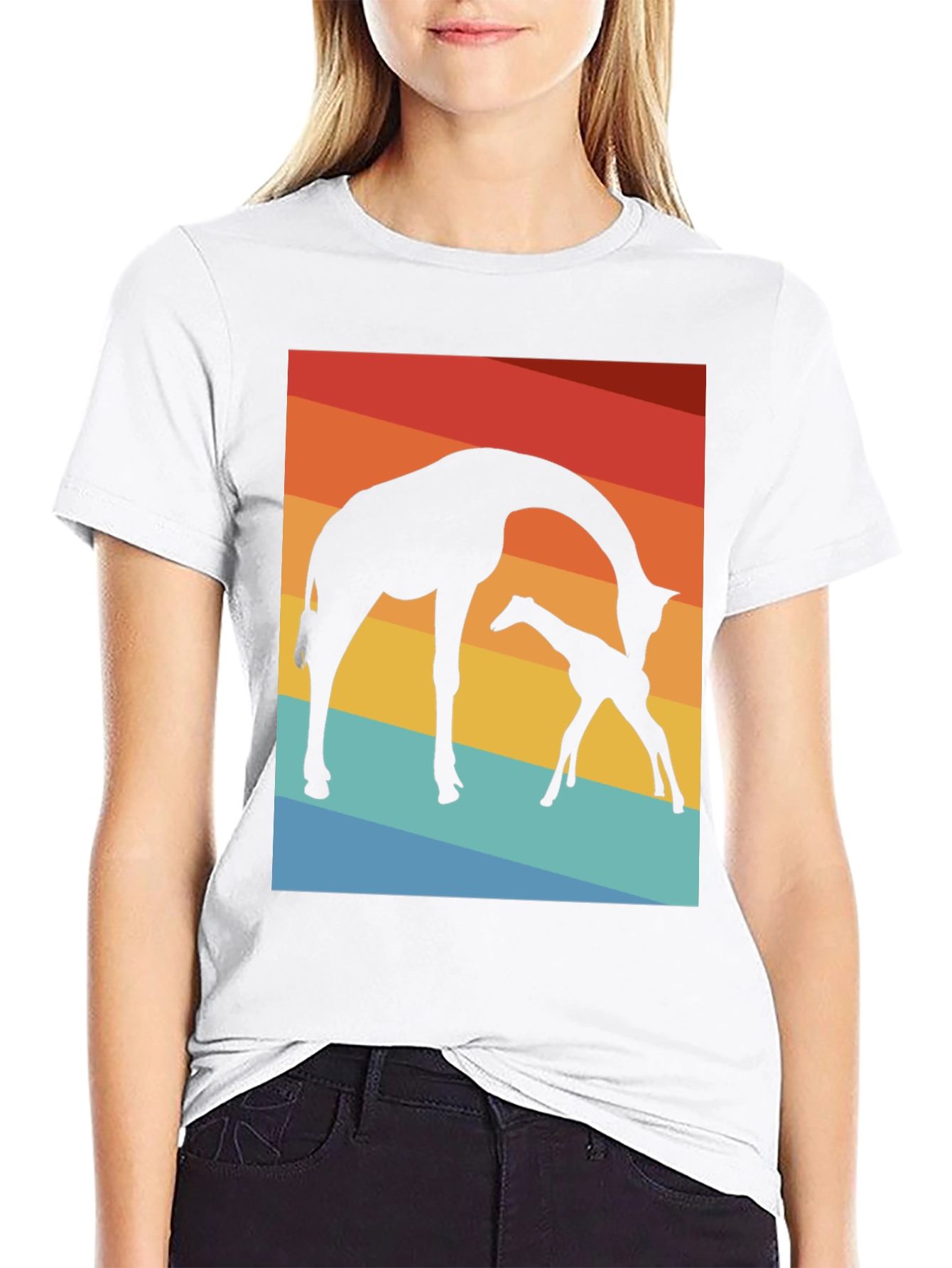 Giraffe Silhouette T-Shirt - Sunset Graphic Tee