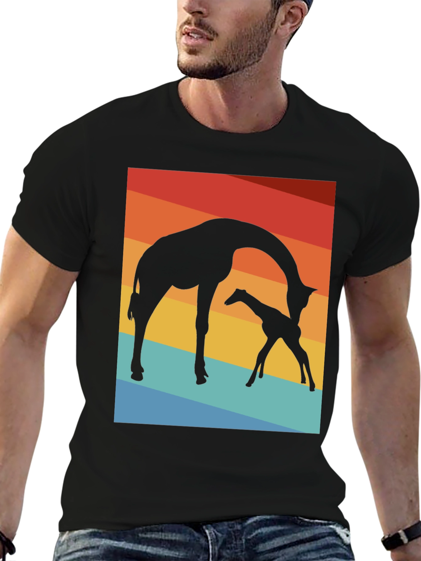 Giraffe Silhouette T-Shirt - Sunset Graphic Tee