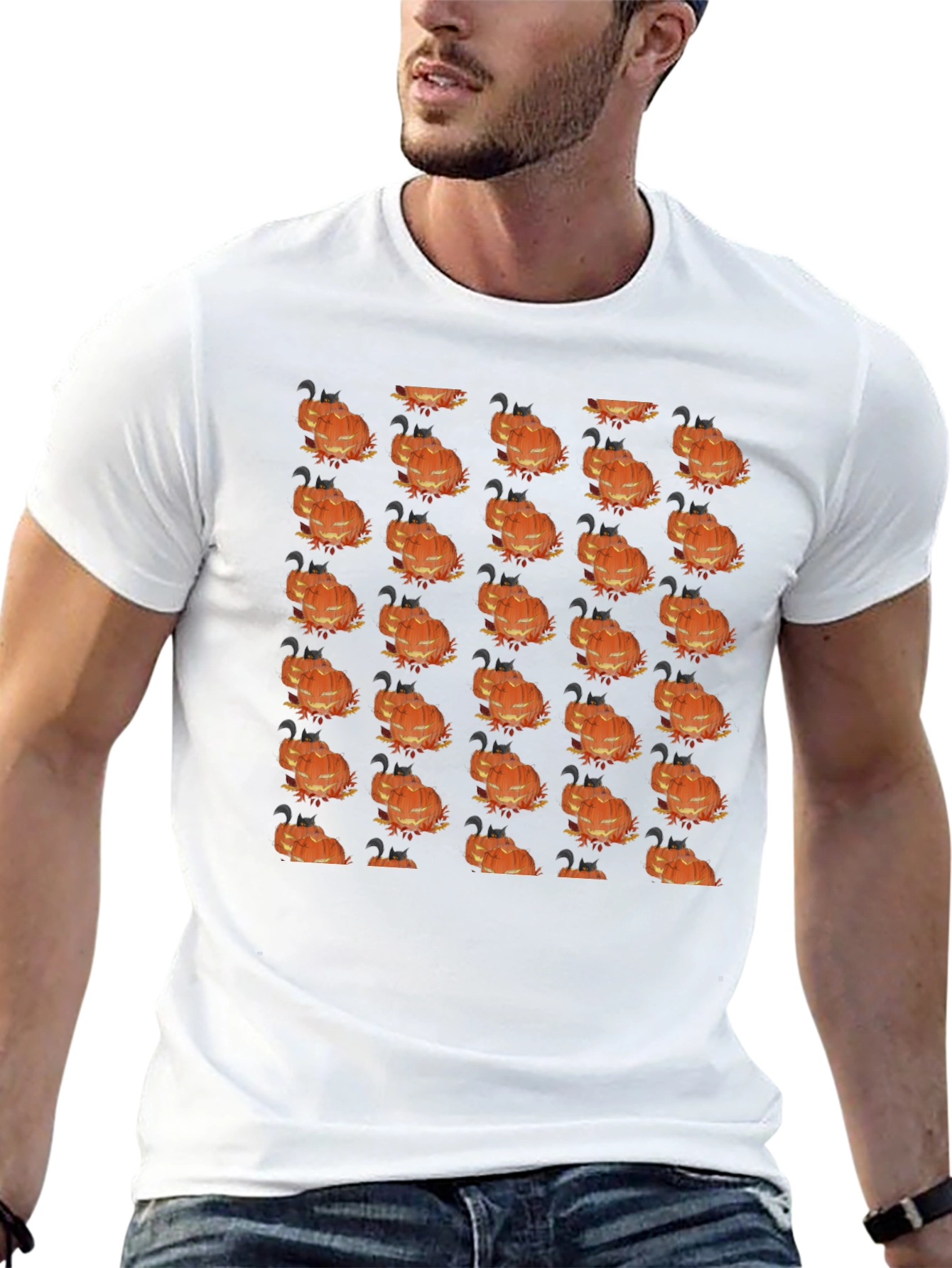 Spooky Halloween Pumpkin Pattern T-Shirt
