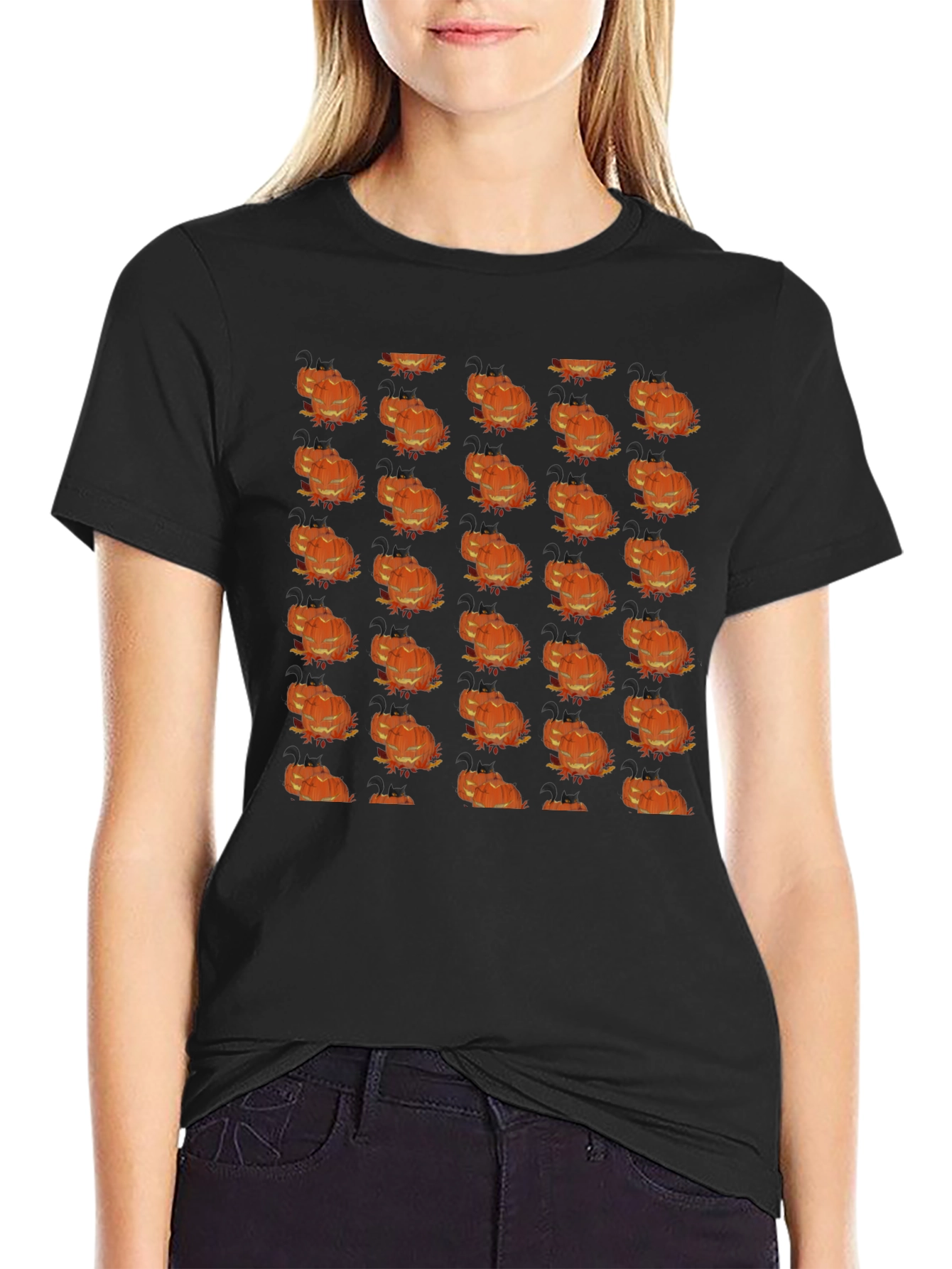 Spooky Halloween Pumpkin Pattern T-Shirt