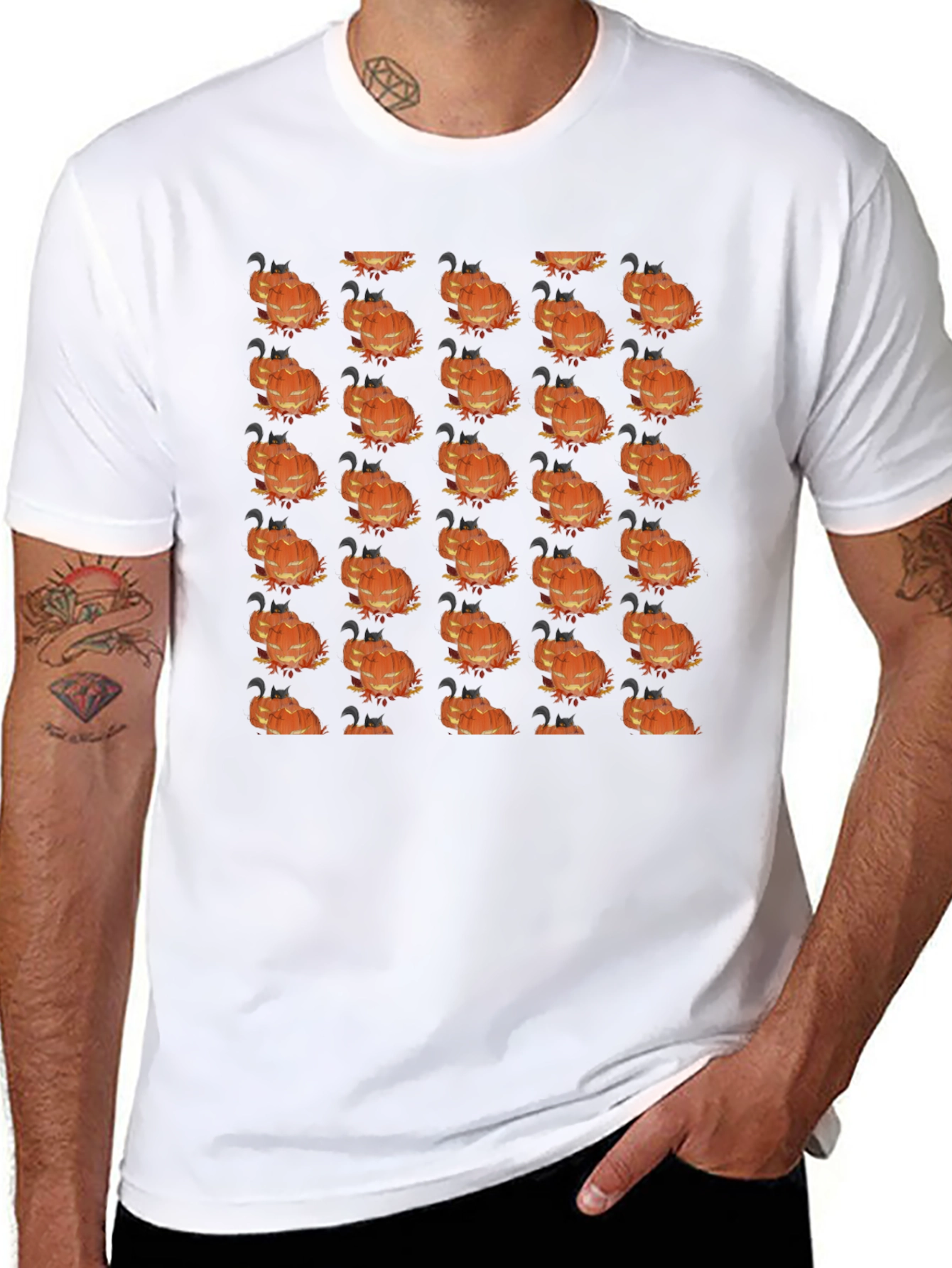 Spooky Halloween Pumpkin Pattern T-Shirt