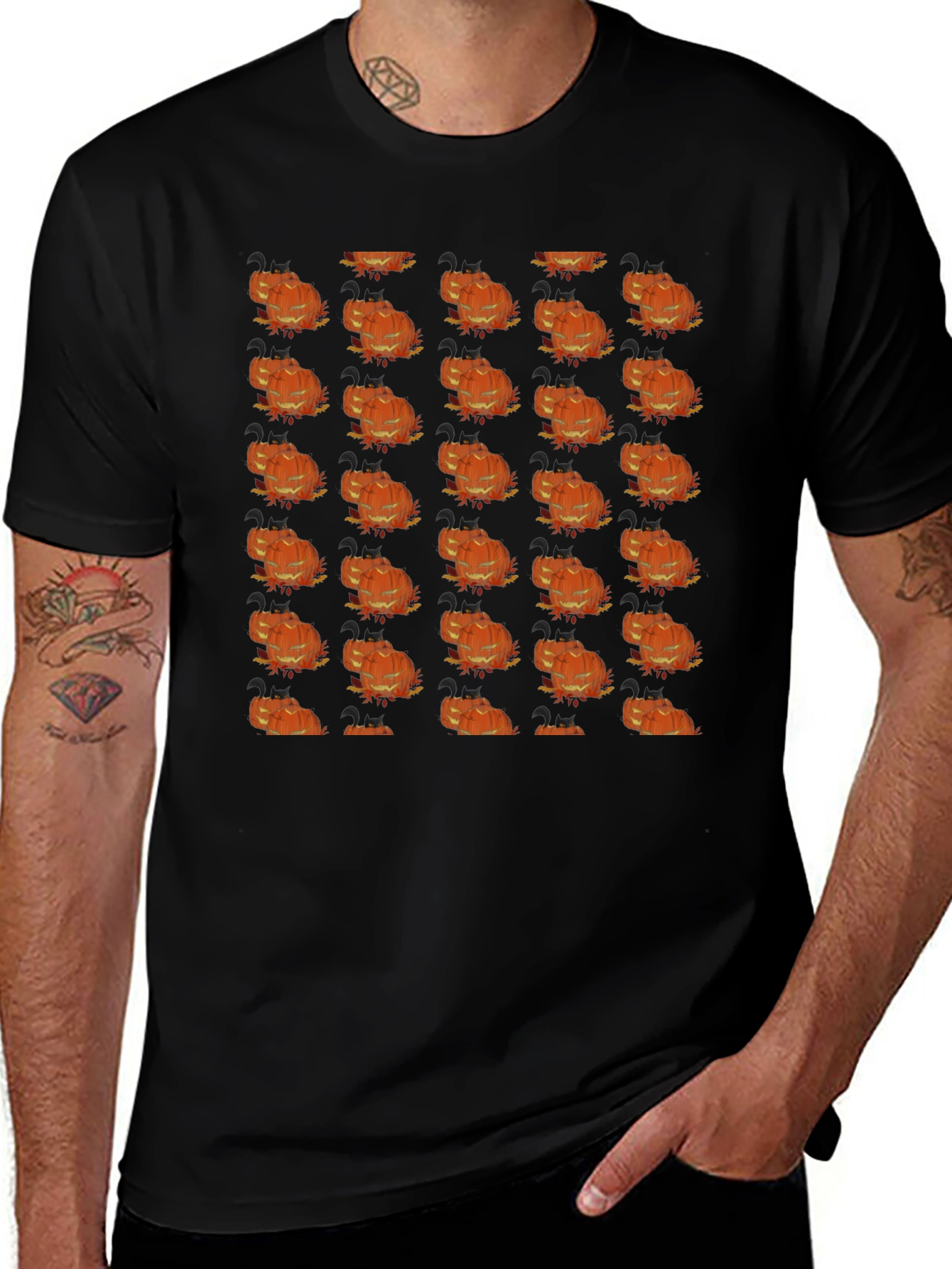 Spooky Halloween Pumpkin Pattern T-Shirt
