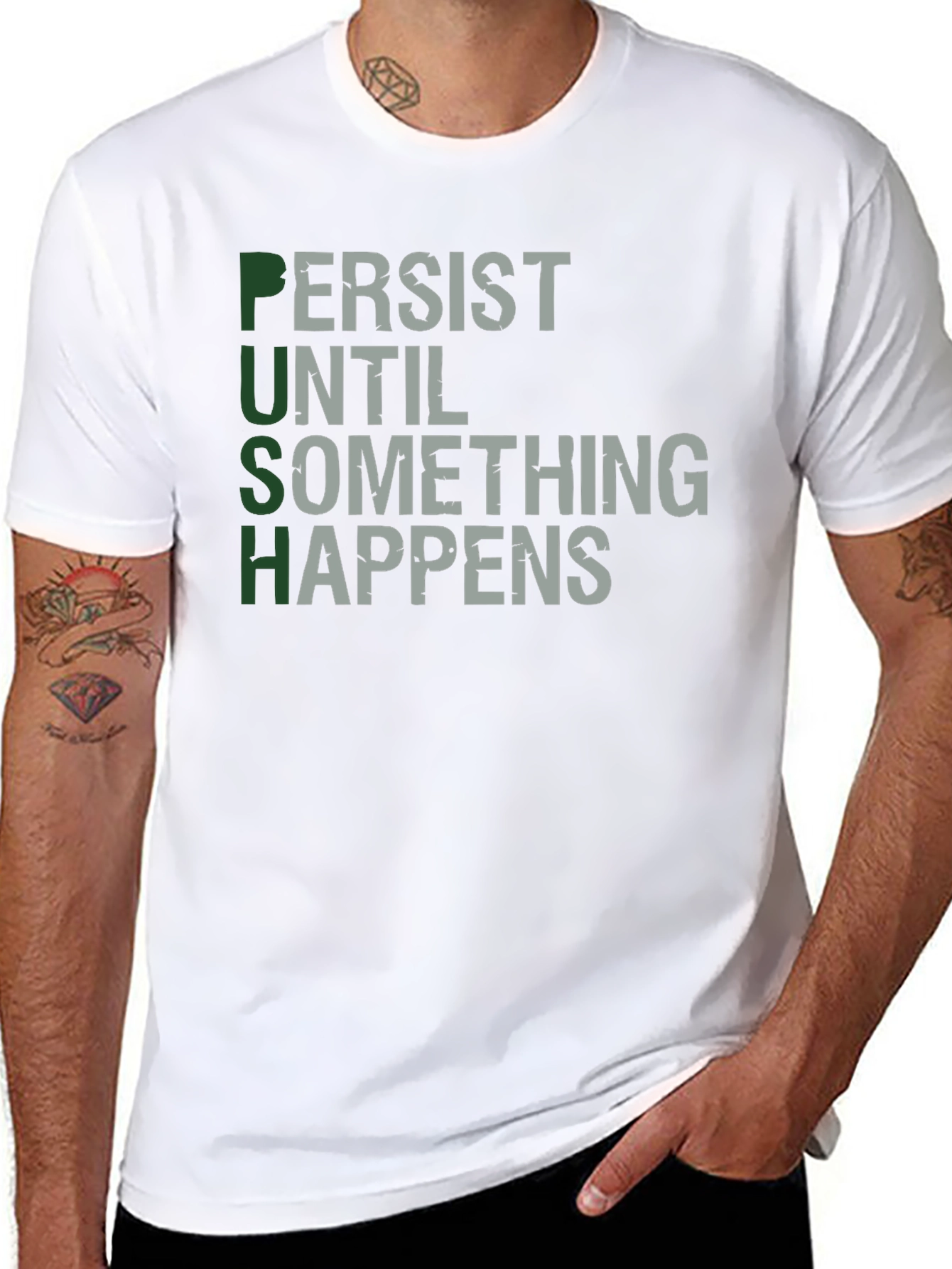 PUSH - Motivational Graphic Print T-Shirt