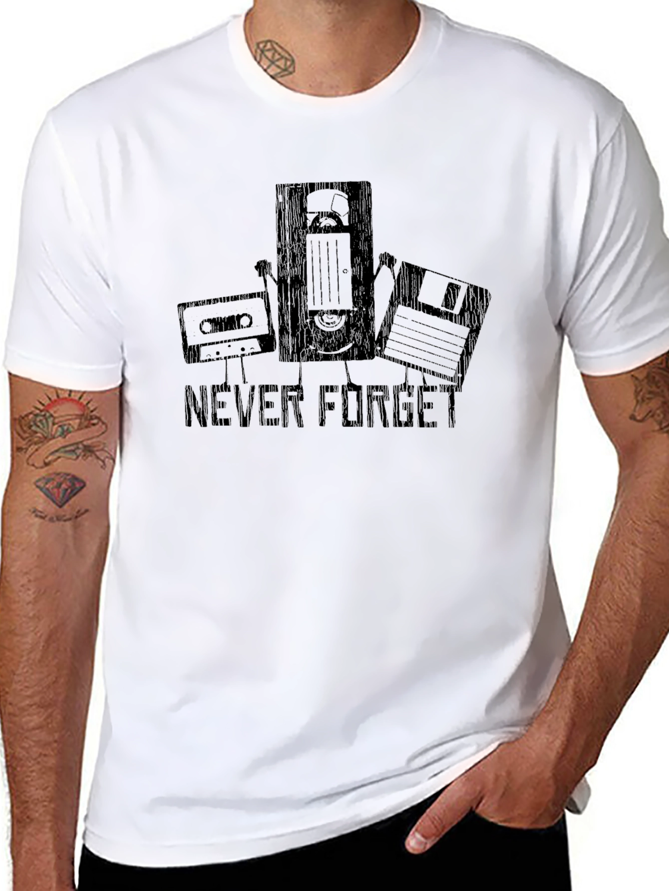 Retro Tech Black T-Shirt - Never Forget