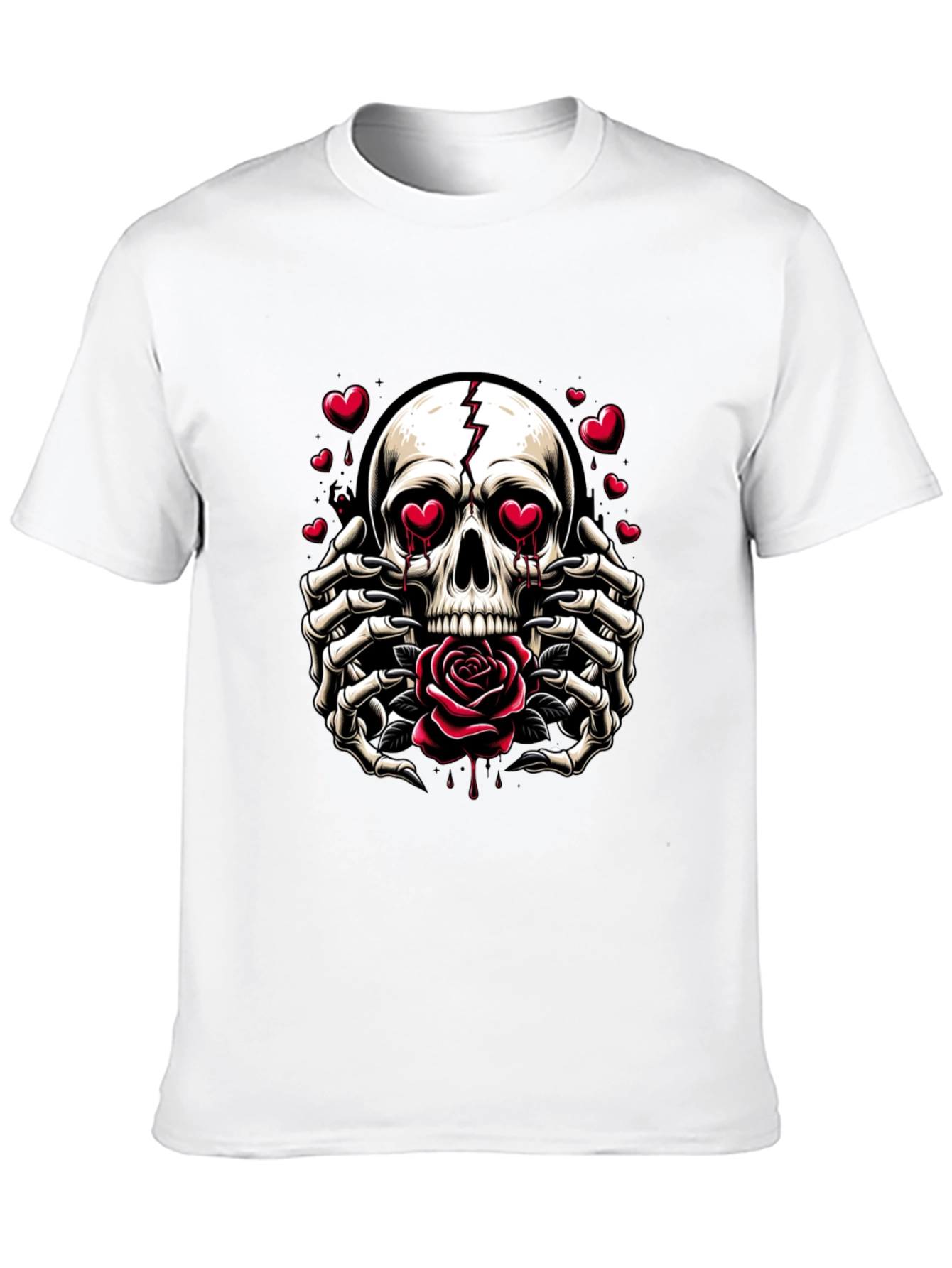 Skull & Rose Graphic Tee - Edgy Romantic Style