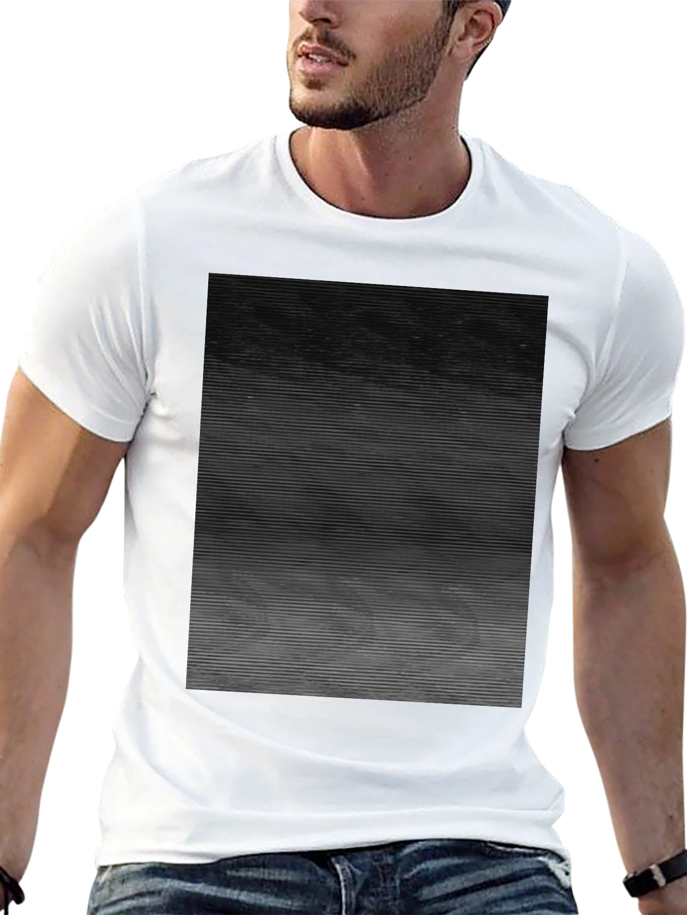 Abstract Gradient Line Graphic Tee - Mens Black T-Shirt