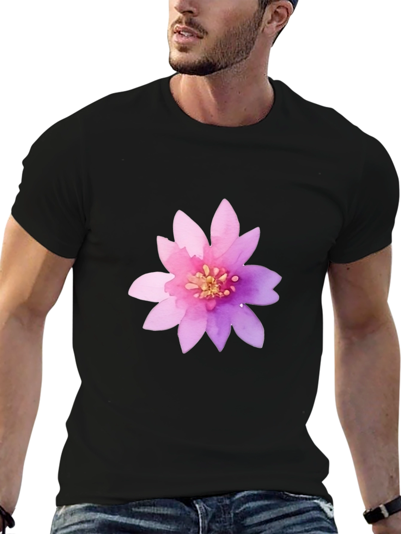 Floral Graphic Print Crew Neck T-Shirt