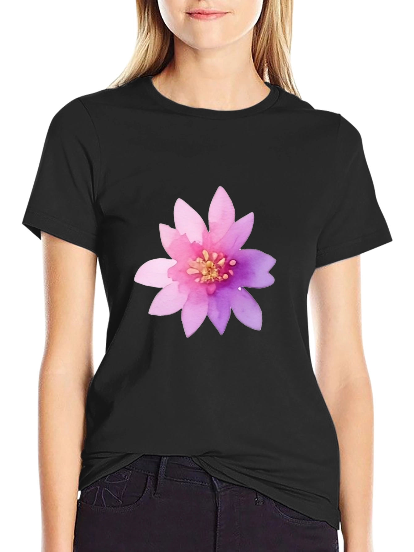 Floral Graphic Print Crew Neck T-Shirt