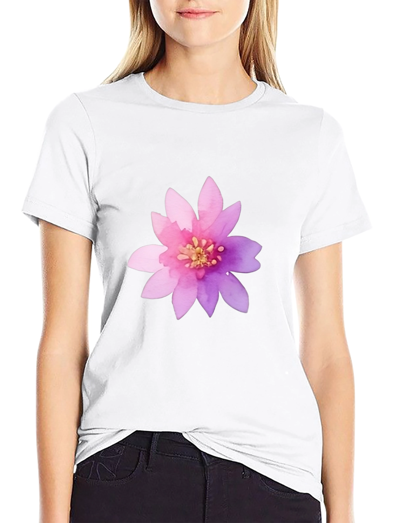 Floral Graphic Print Crew Neck T-Shirt