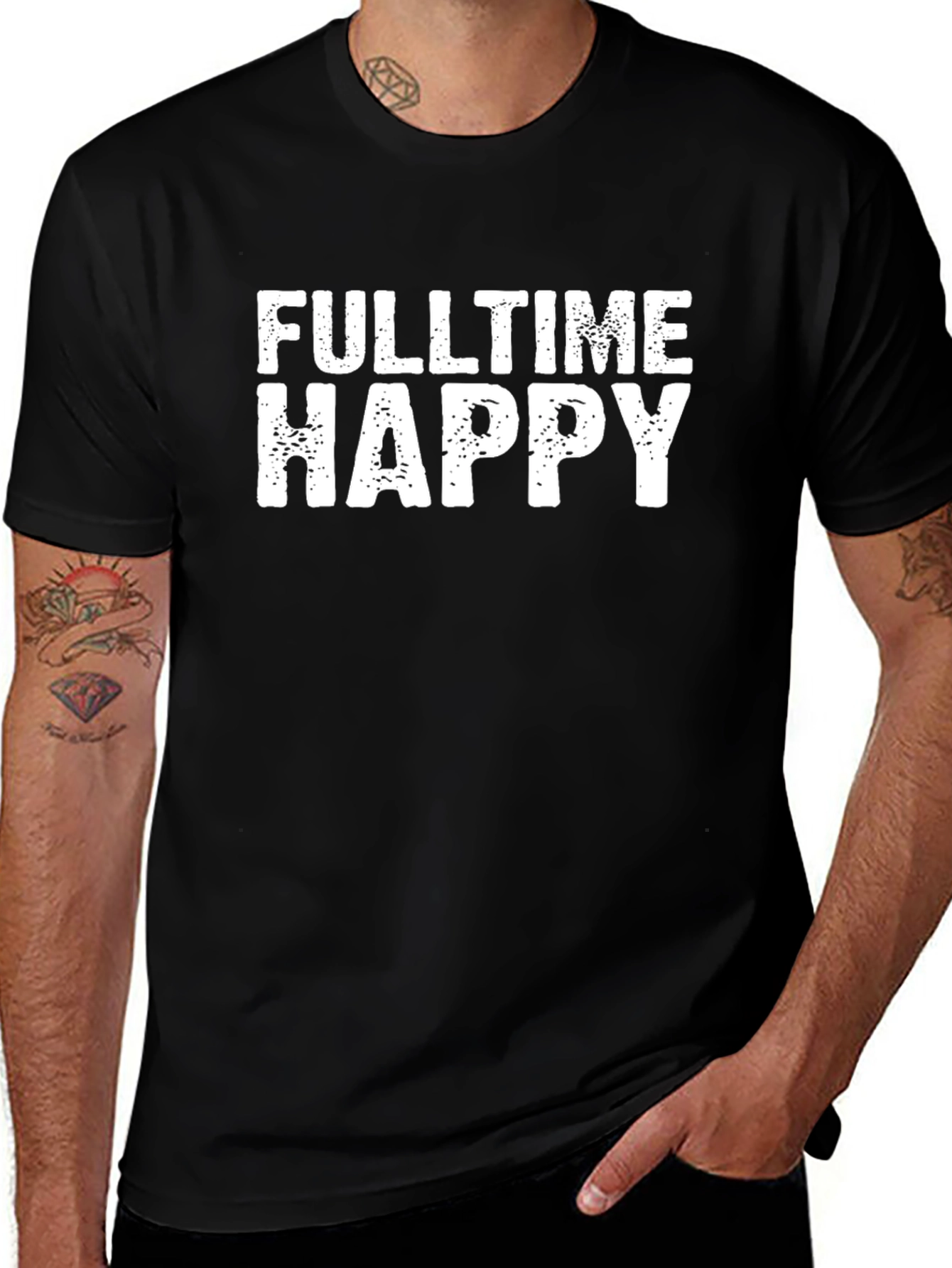 Fulltime Happy Graphic Tee - Black Cotton T-Shirt