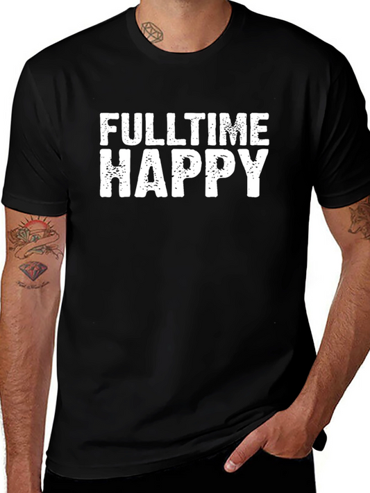 Fulltime Happy Graphic Tee - Black Cotton T-Shirt