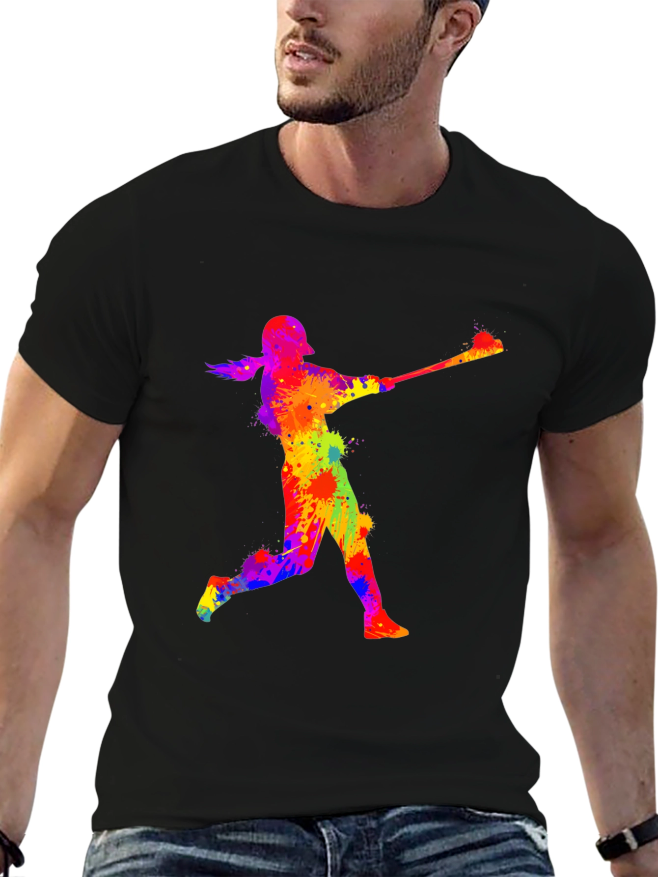 Colorful Baseball Player T-Shirt