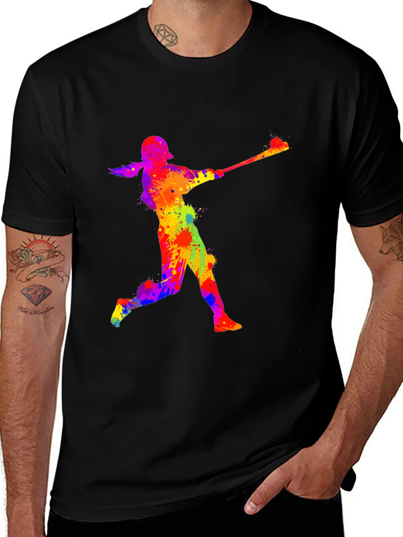 Colorful Baseball Player T-Shirt