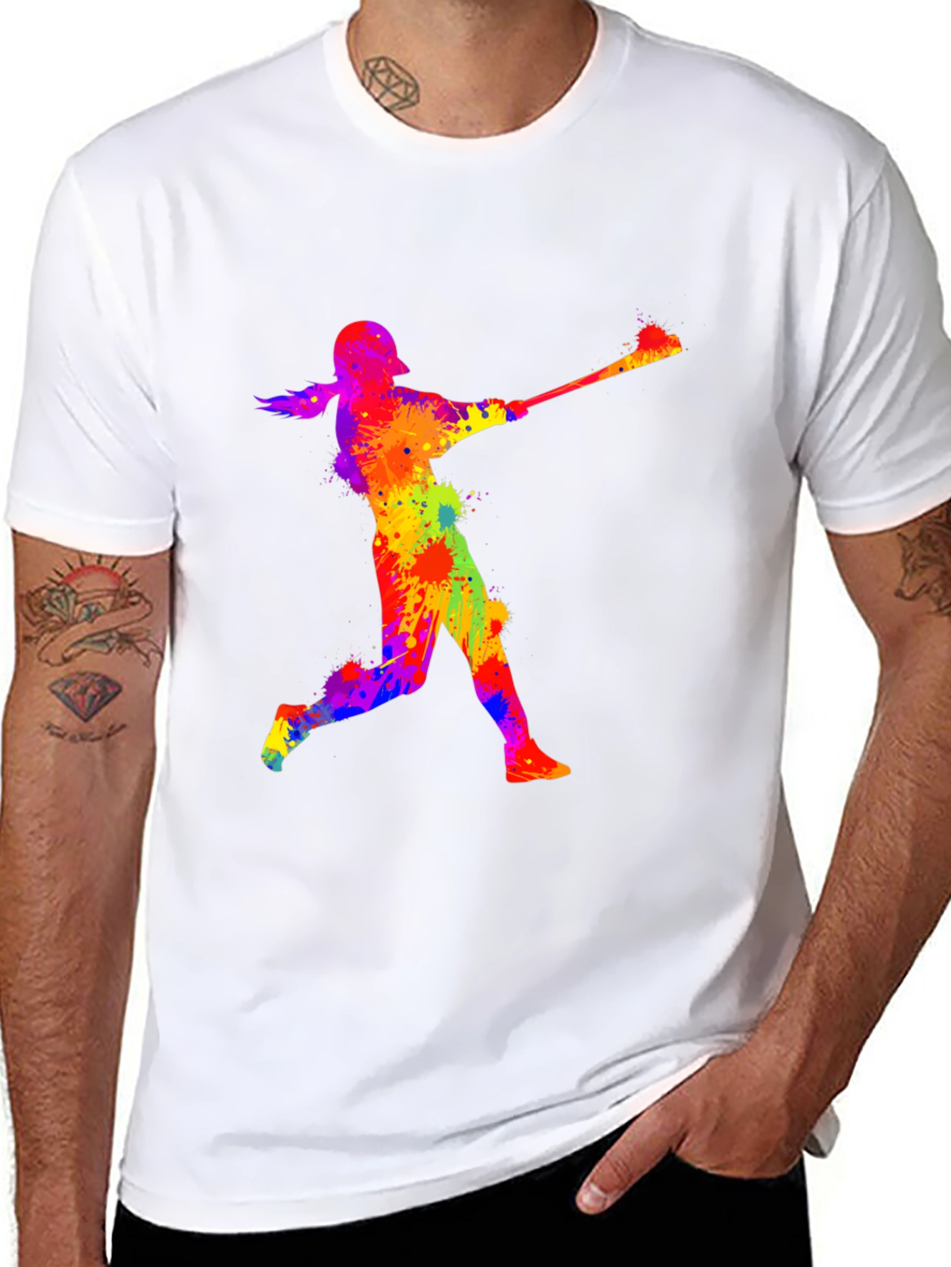 Colorful Baseball Player T-Shirt