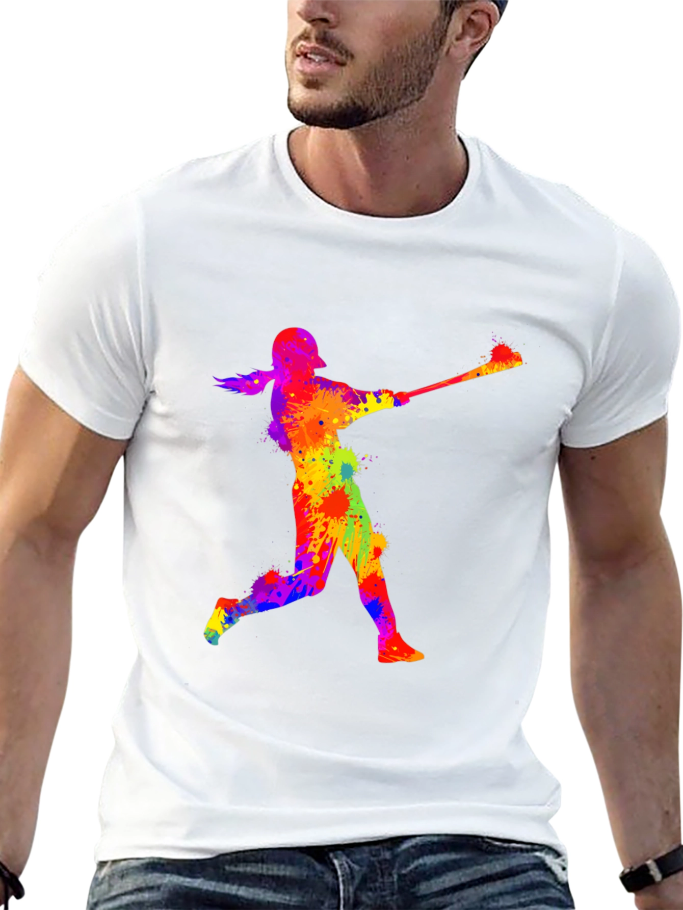 Colorful Baseball Player T-Shirt