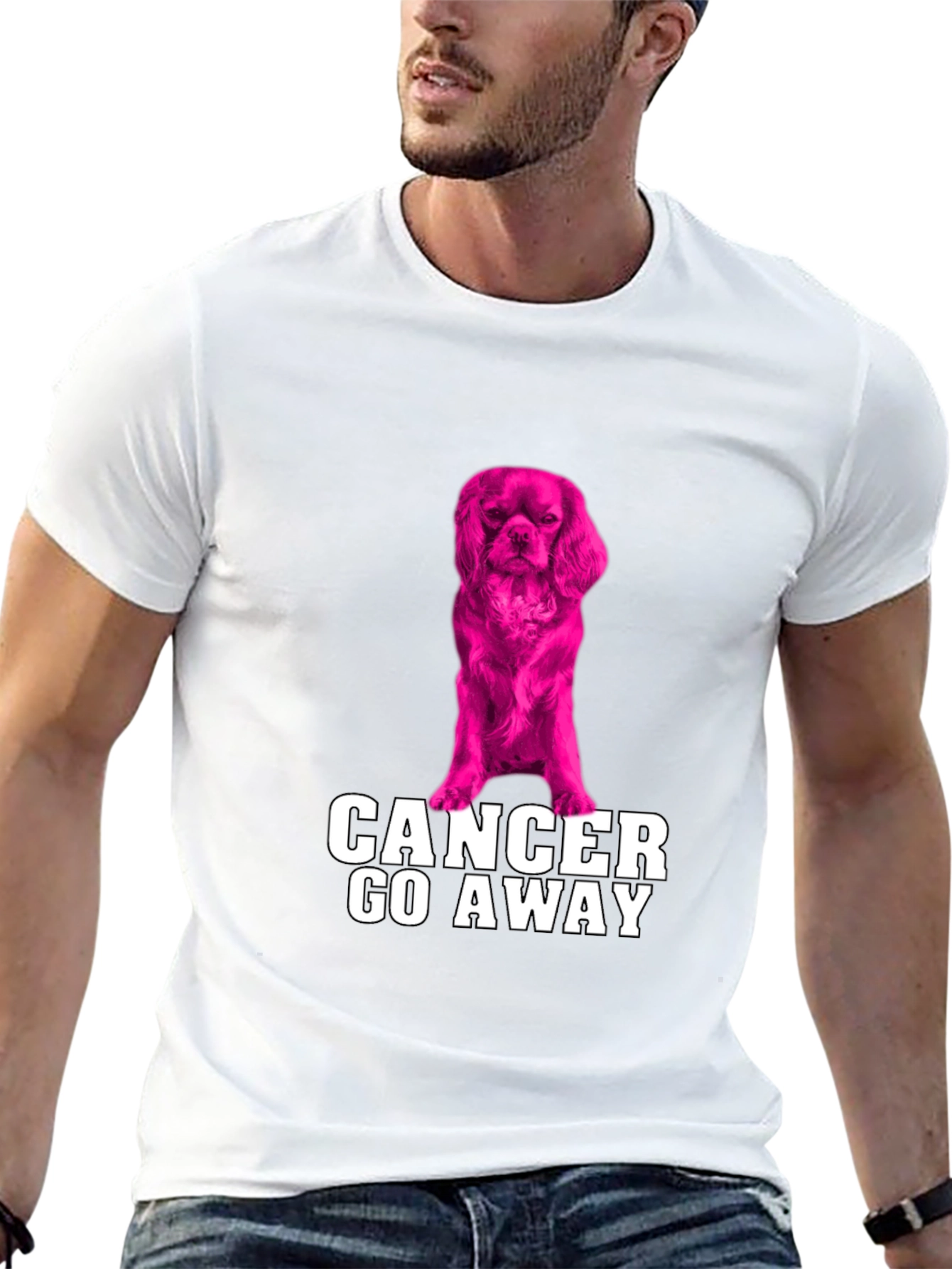 Cancer Go Away T-Shirt with Dog Graphic