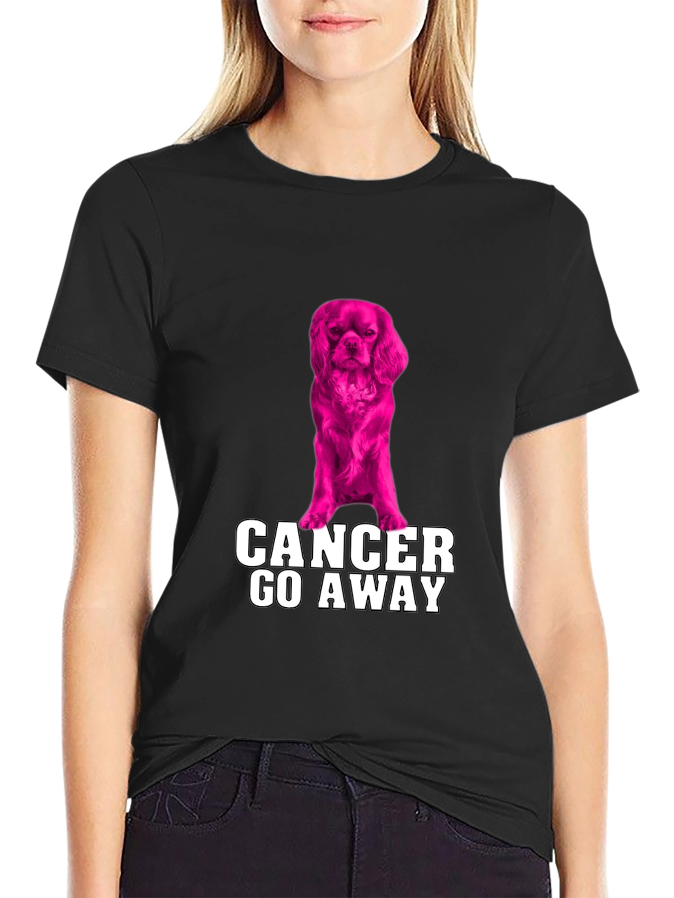 Cancer Go Away T-Shirt with Dog Graphic