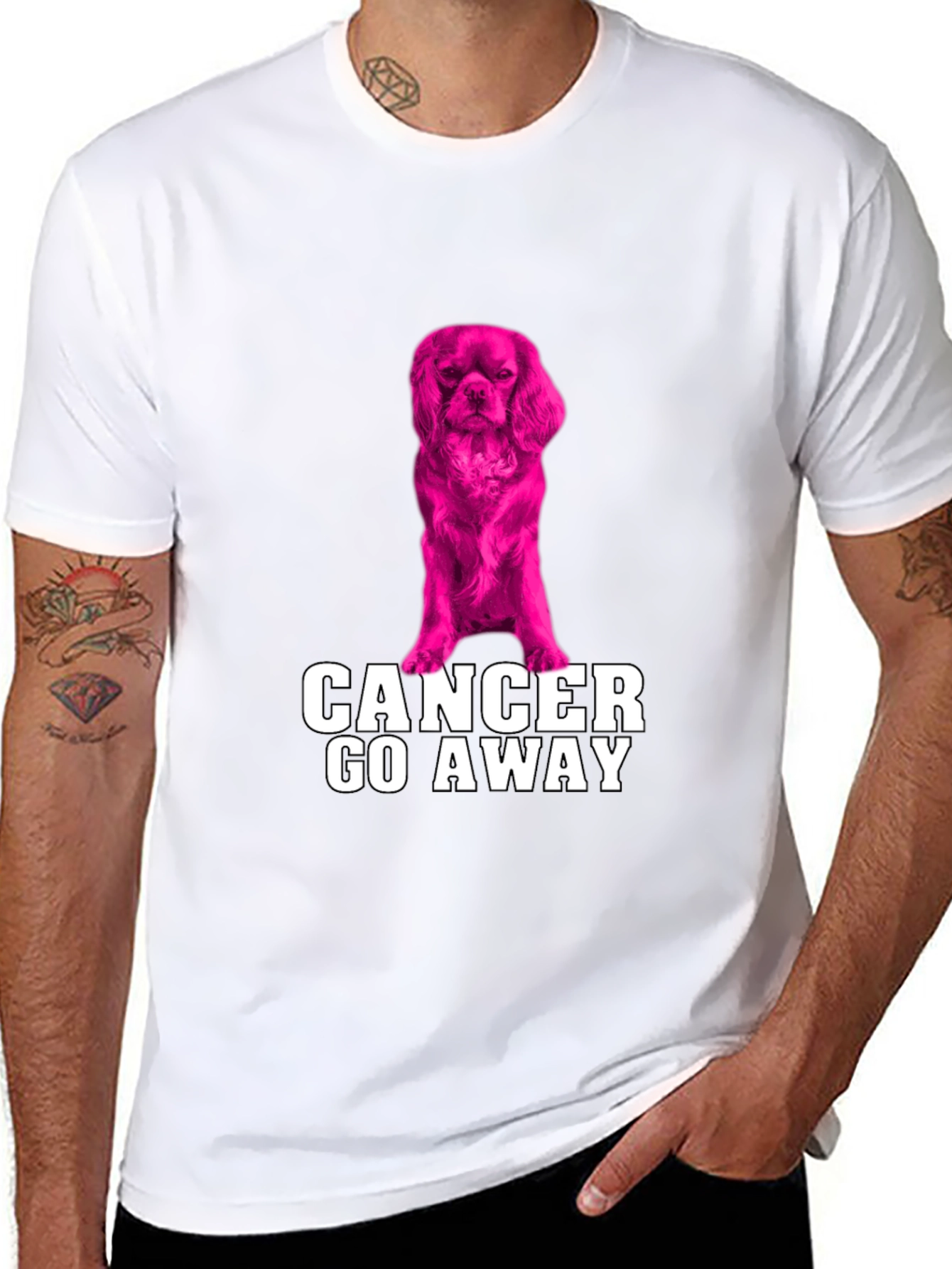 Cancer Go Away T-Shirt with Dog Graphic