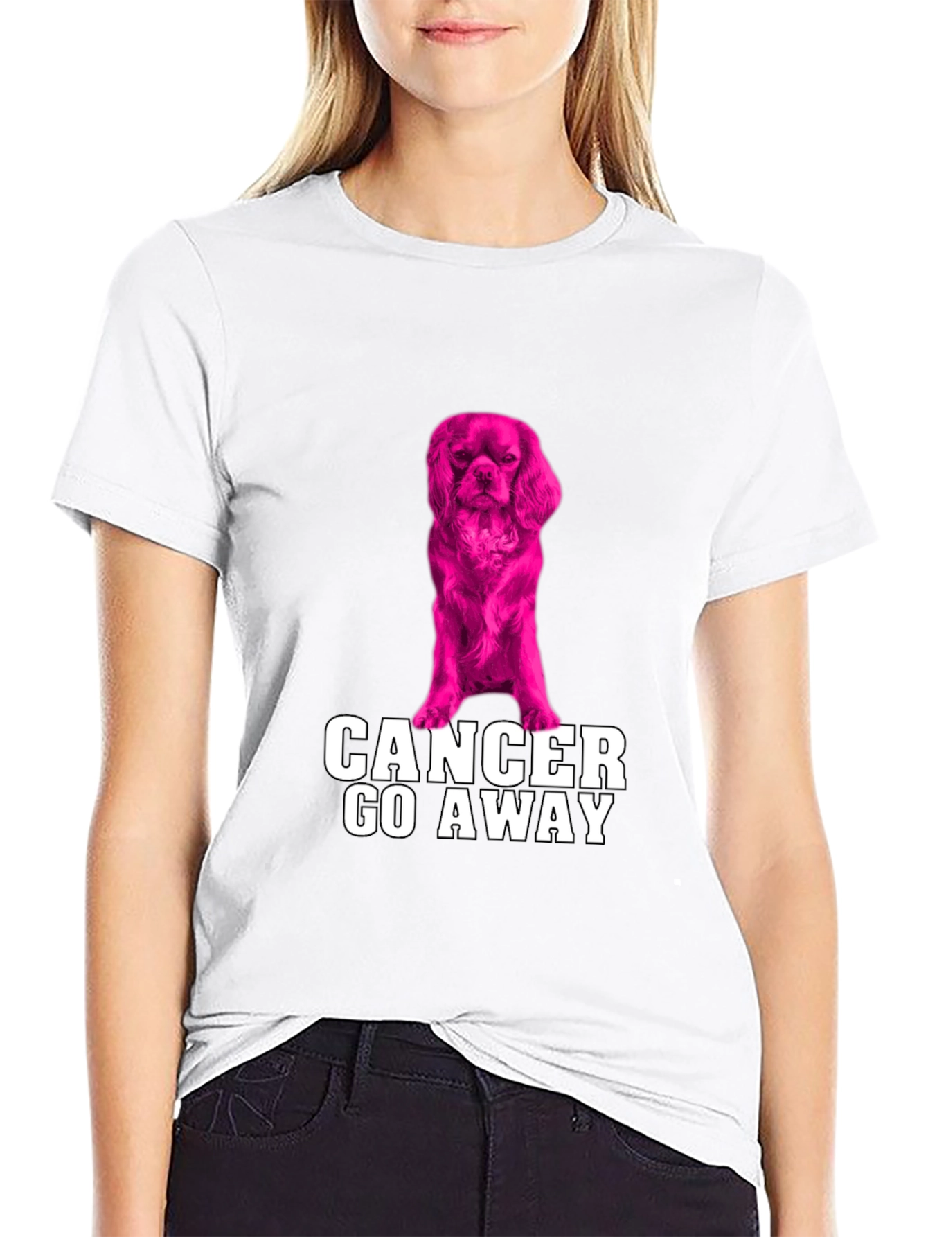 Cancer Go Away T-Shirt with Dog Graphic