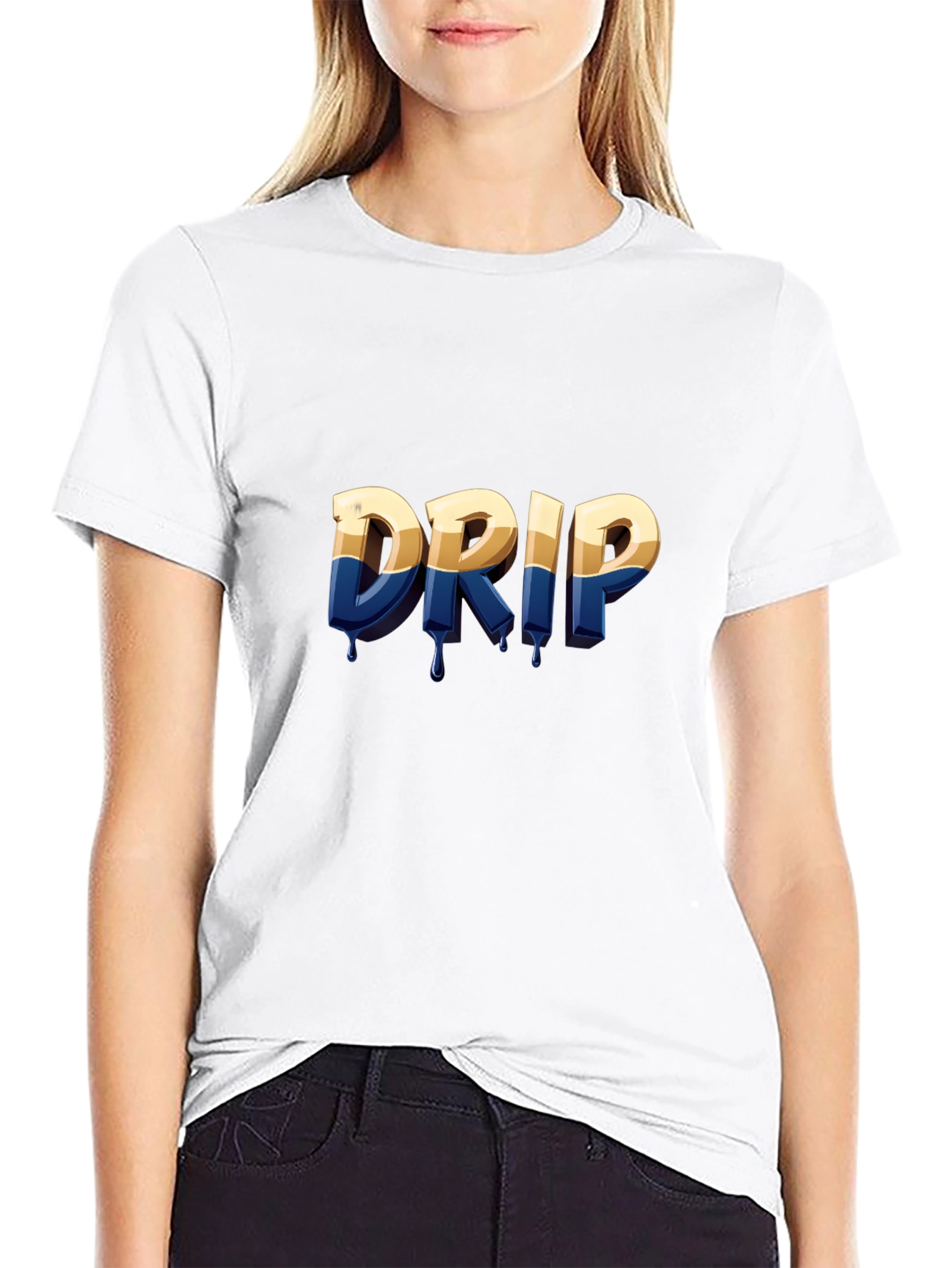 Drip Graphic Print Black T-Shirt